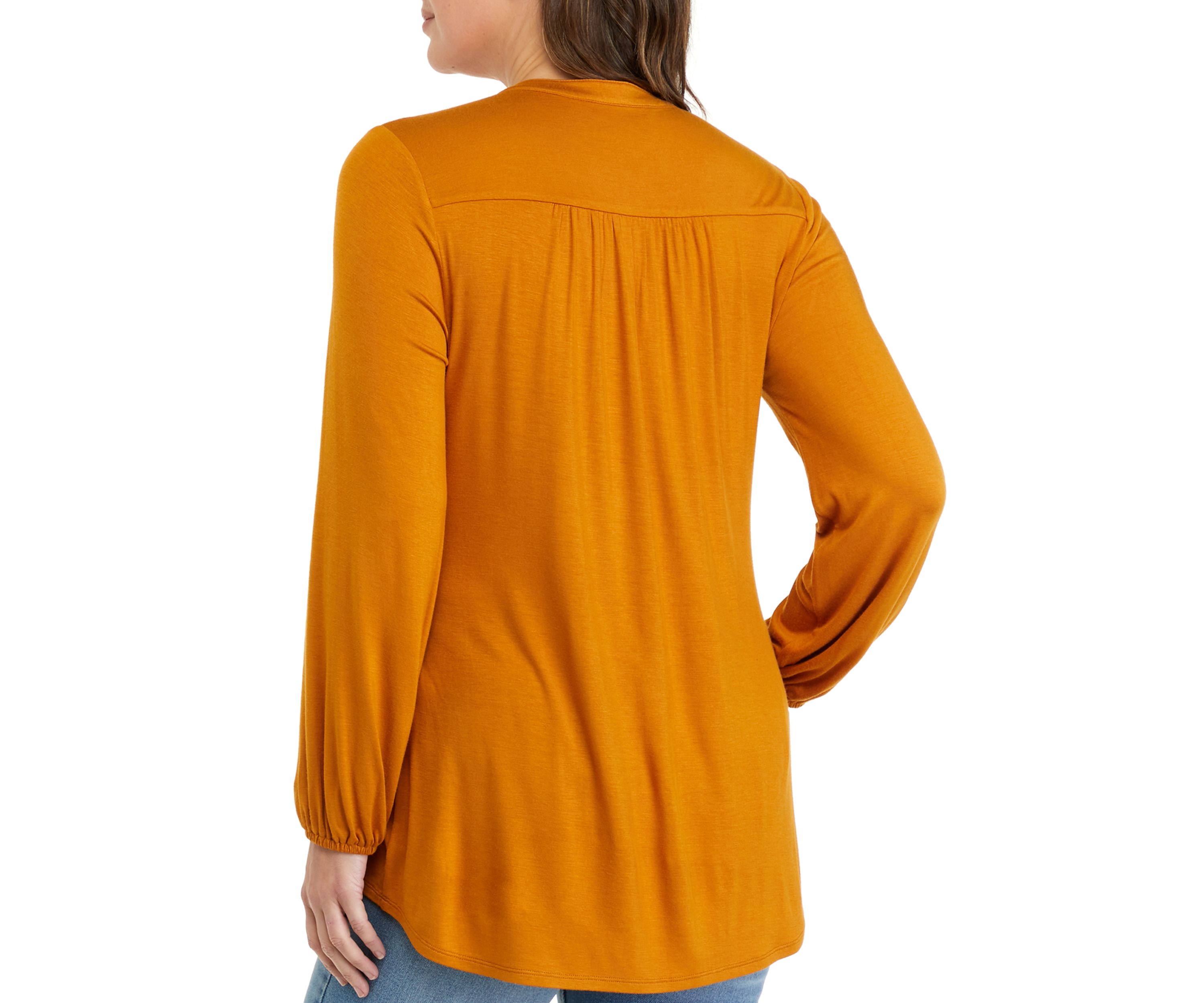 Petite Long Sleeve Tunic Henley Shirt