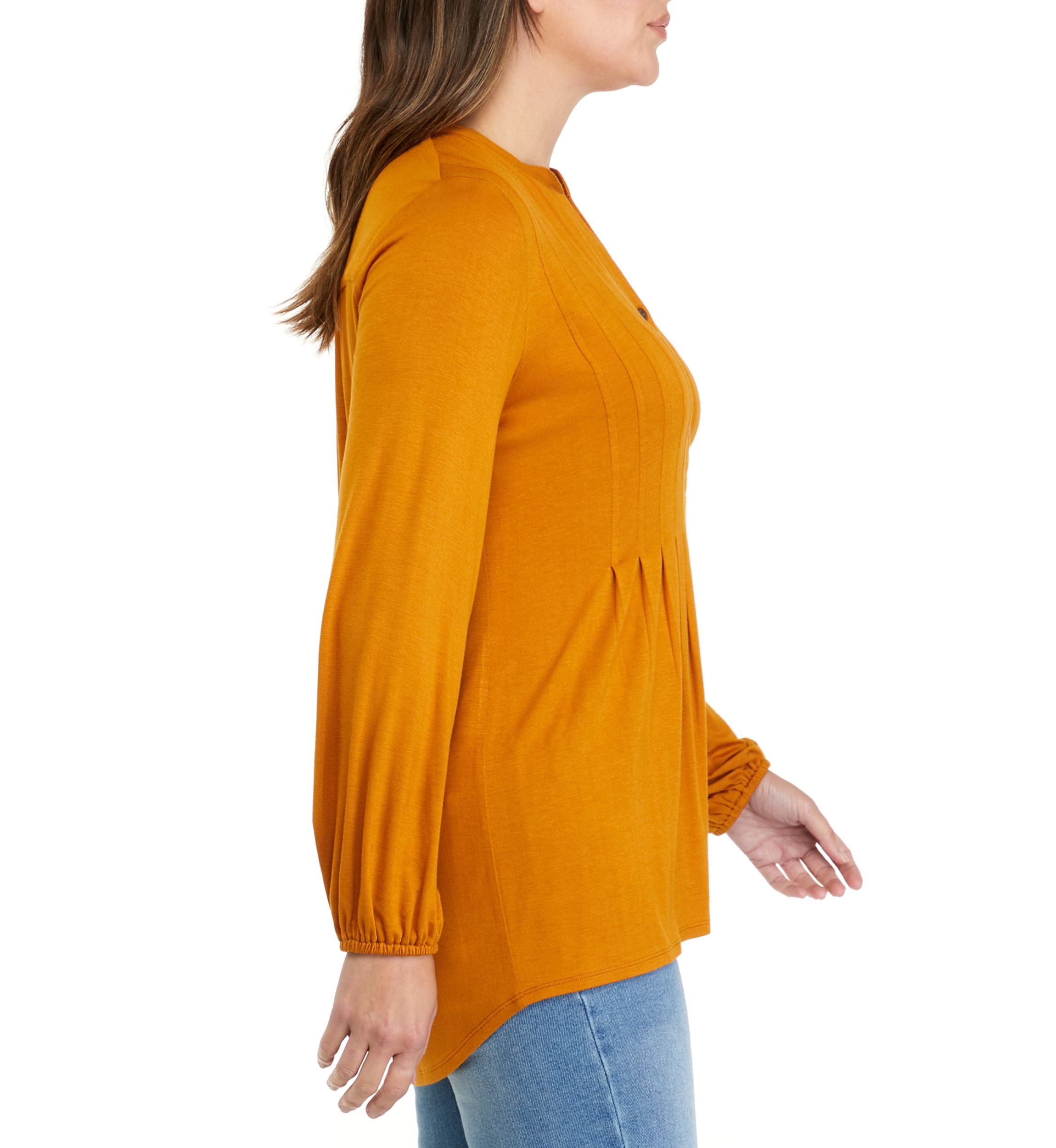 Petite Long Sleeve Tunic Henley Shirt