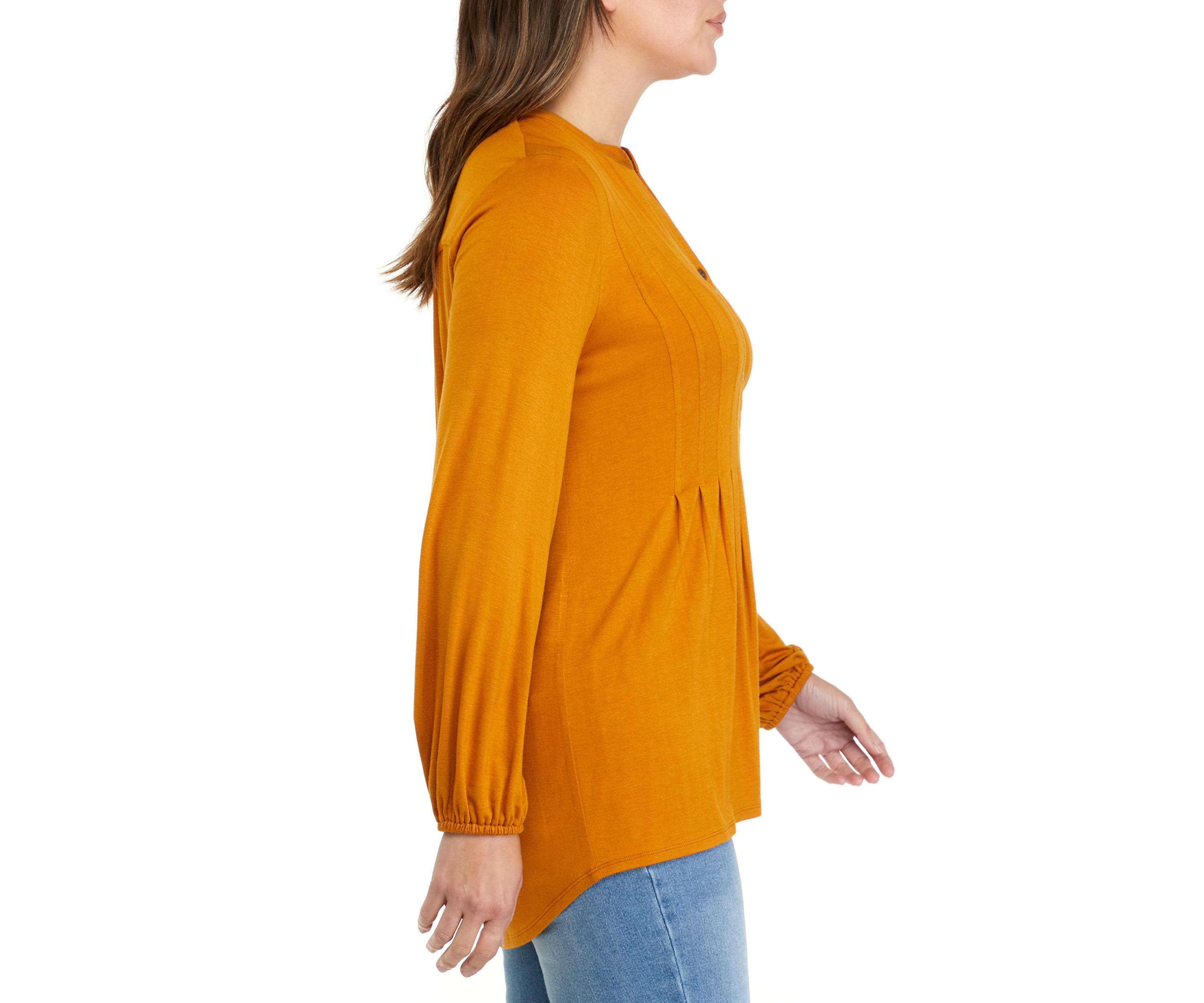 Petite Long Sleeve Tunic Henley Shirt