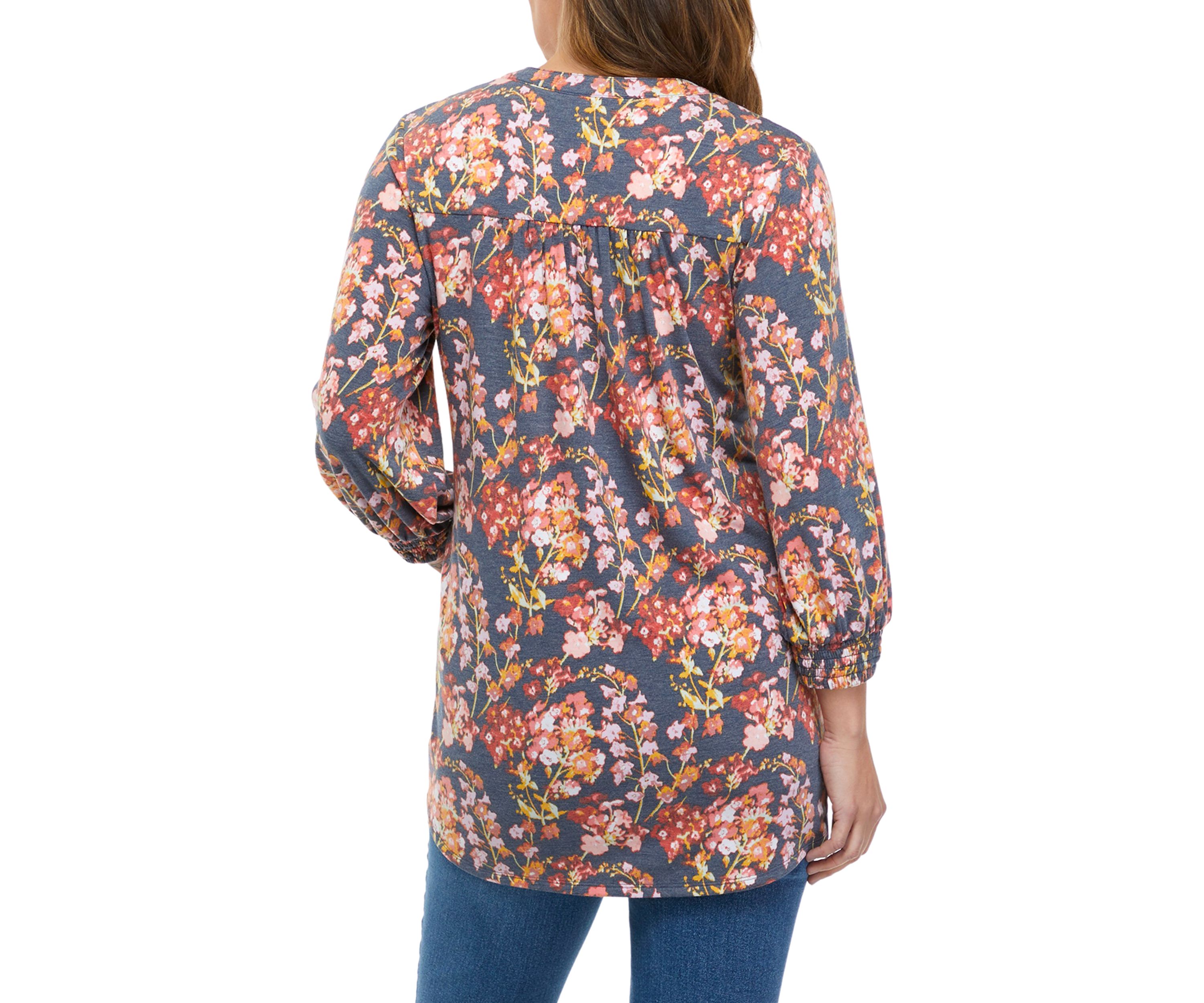 Petite 3/4 Sleeve Henley Tunic 