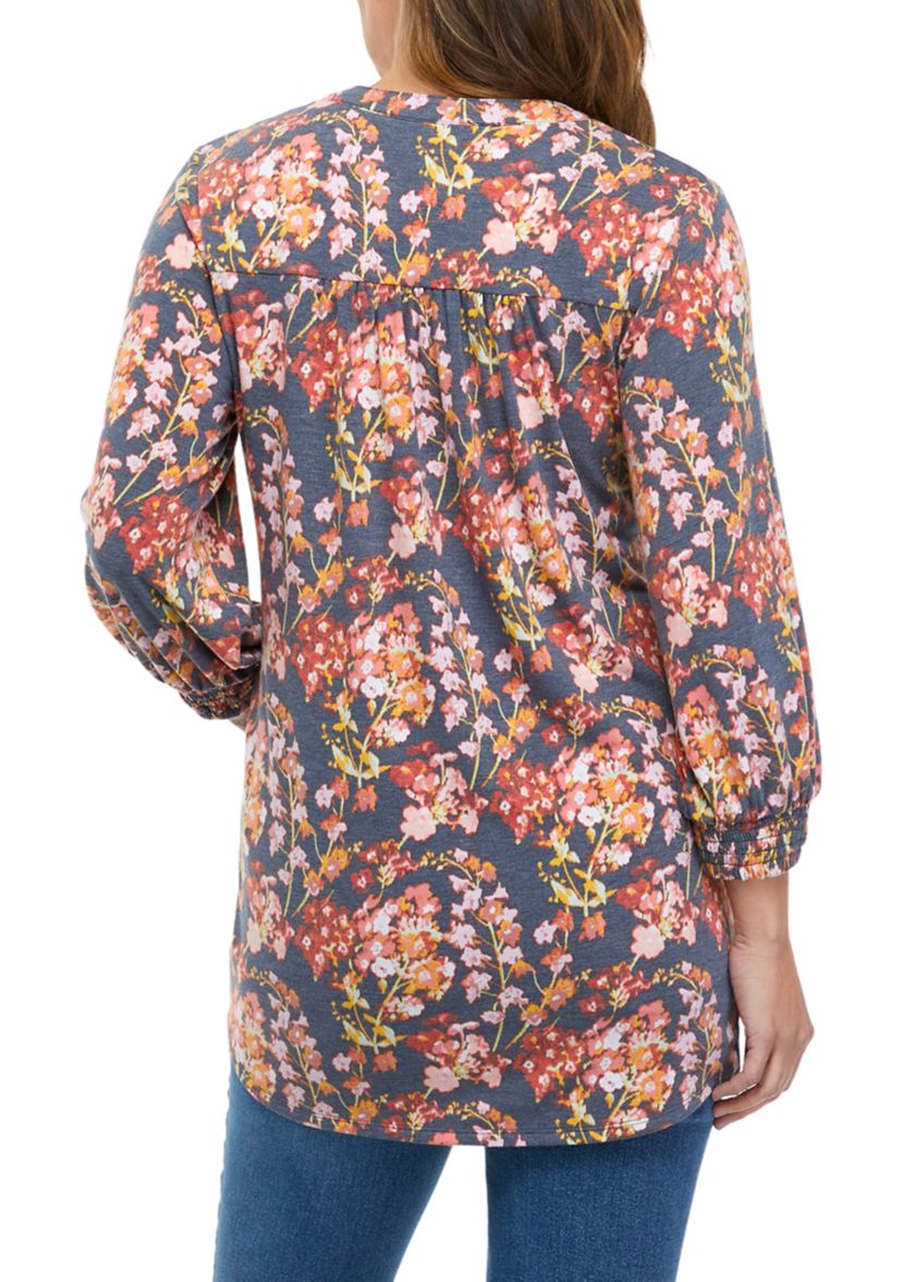 Petite 3/4 Sleeve Henley Tunic 
