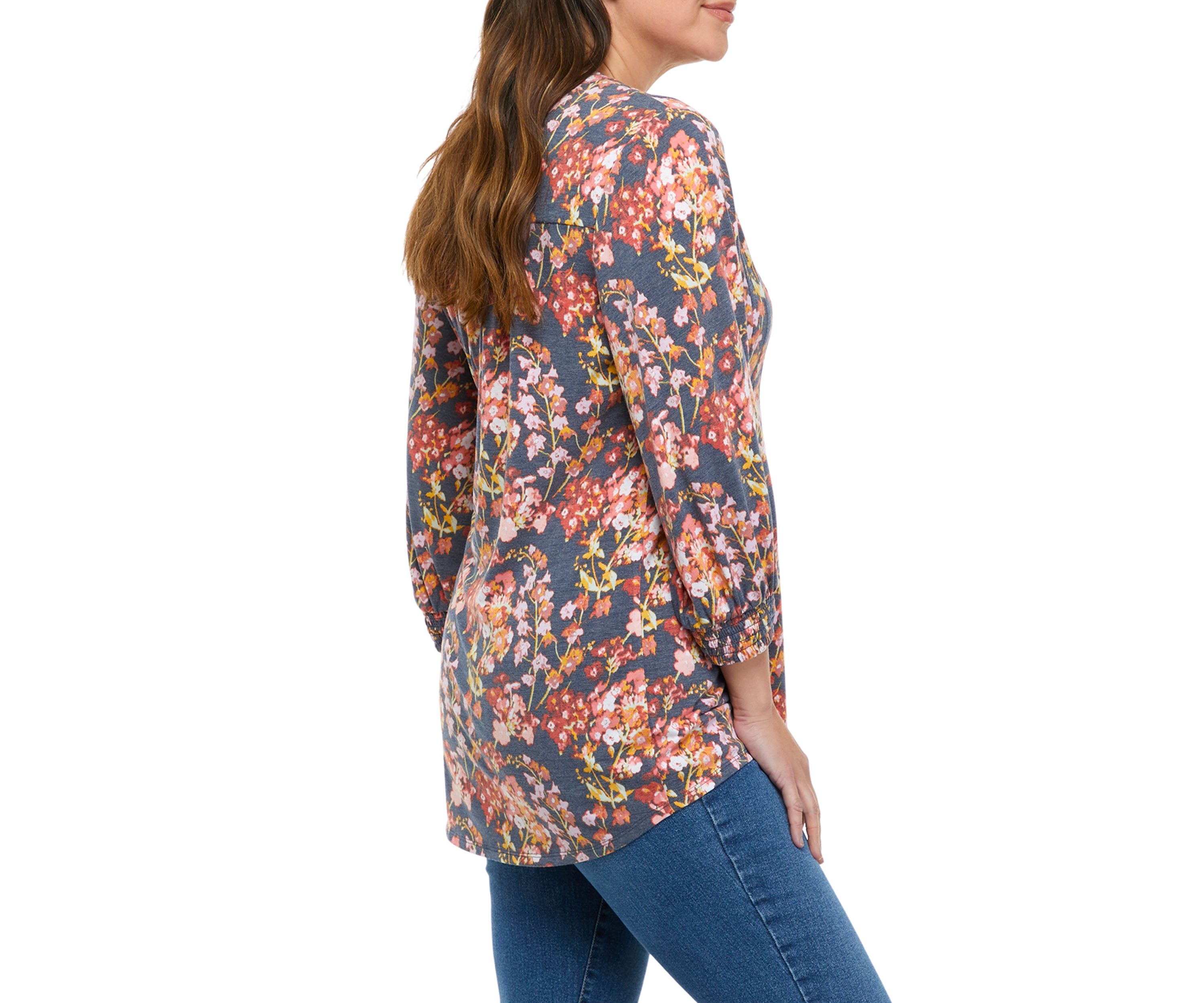 Petite 3/4 Sleeve Henley Tunic 