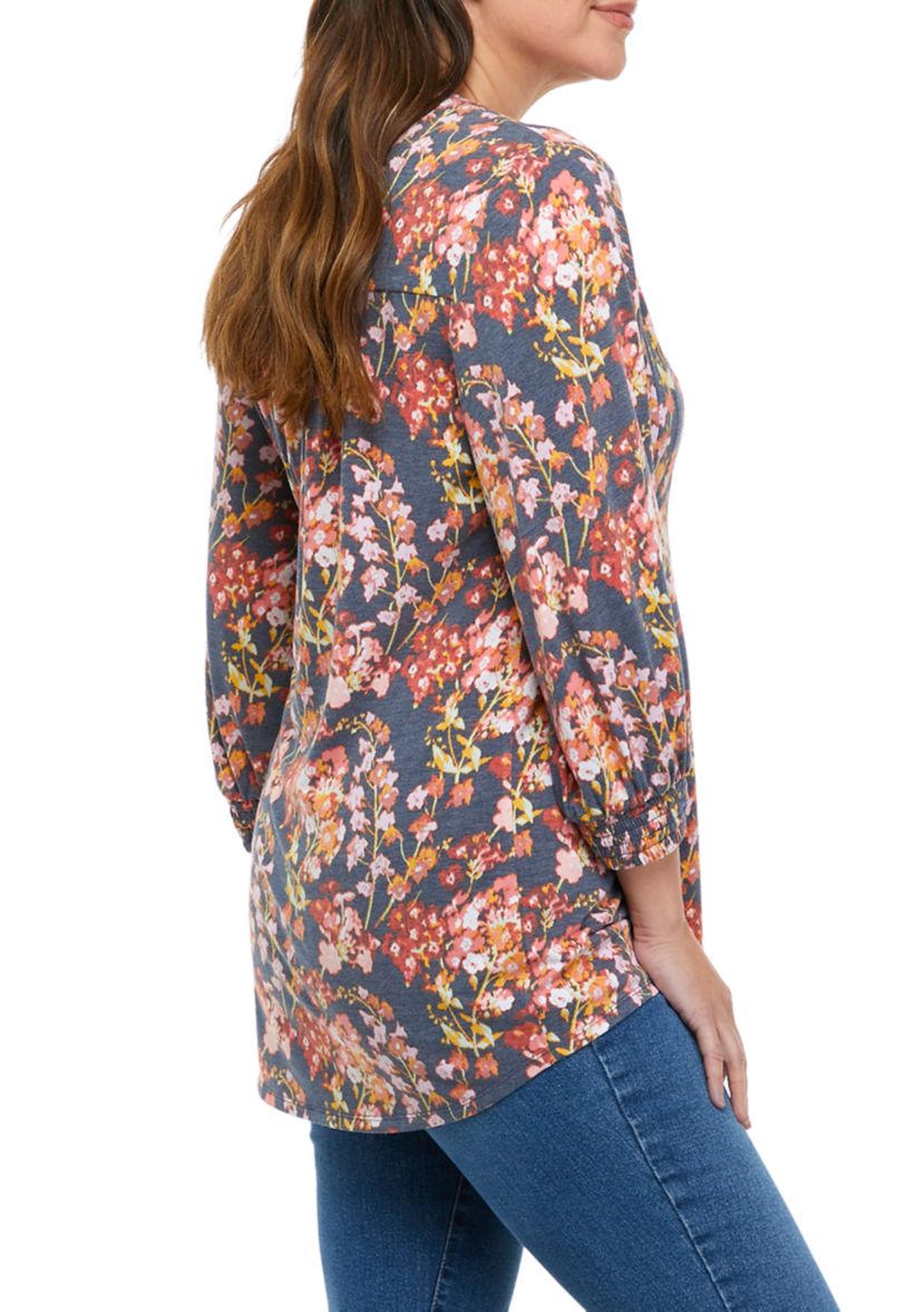 Petite 3/4 Sleeve Henley Tunic 
