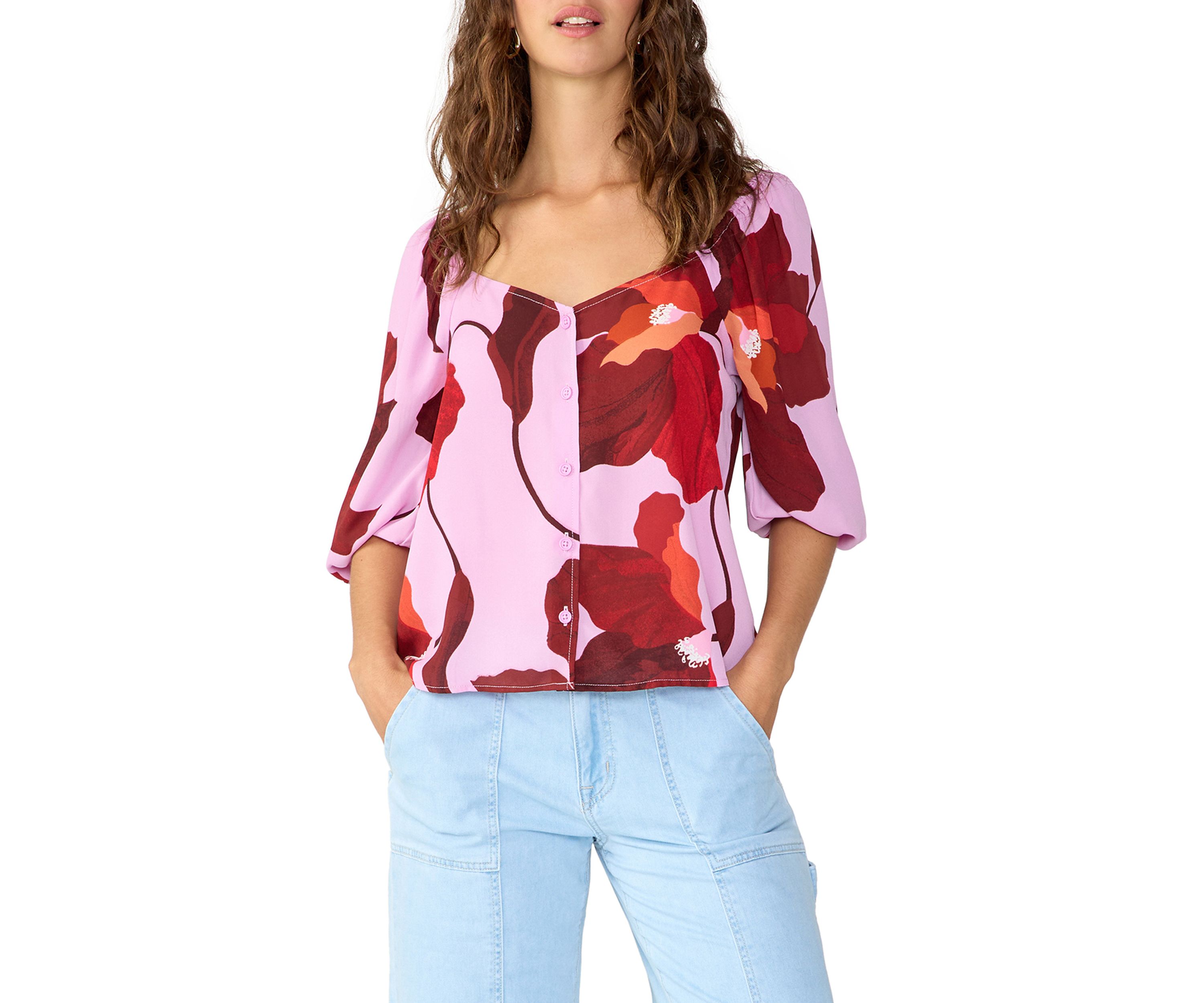 Womens Daily Button Front Blouse