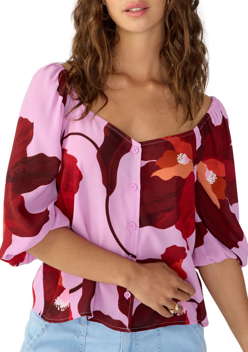 Womens Daily Button Front Blouse