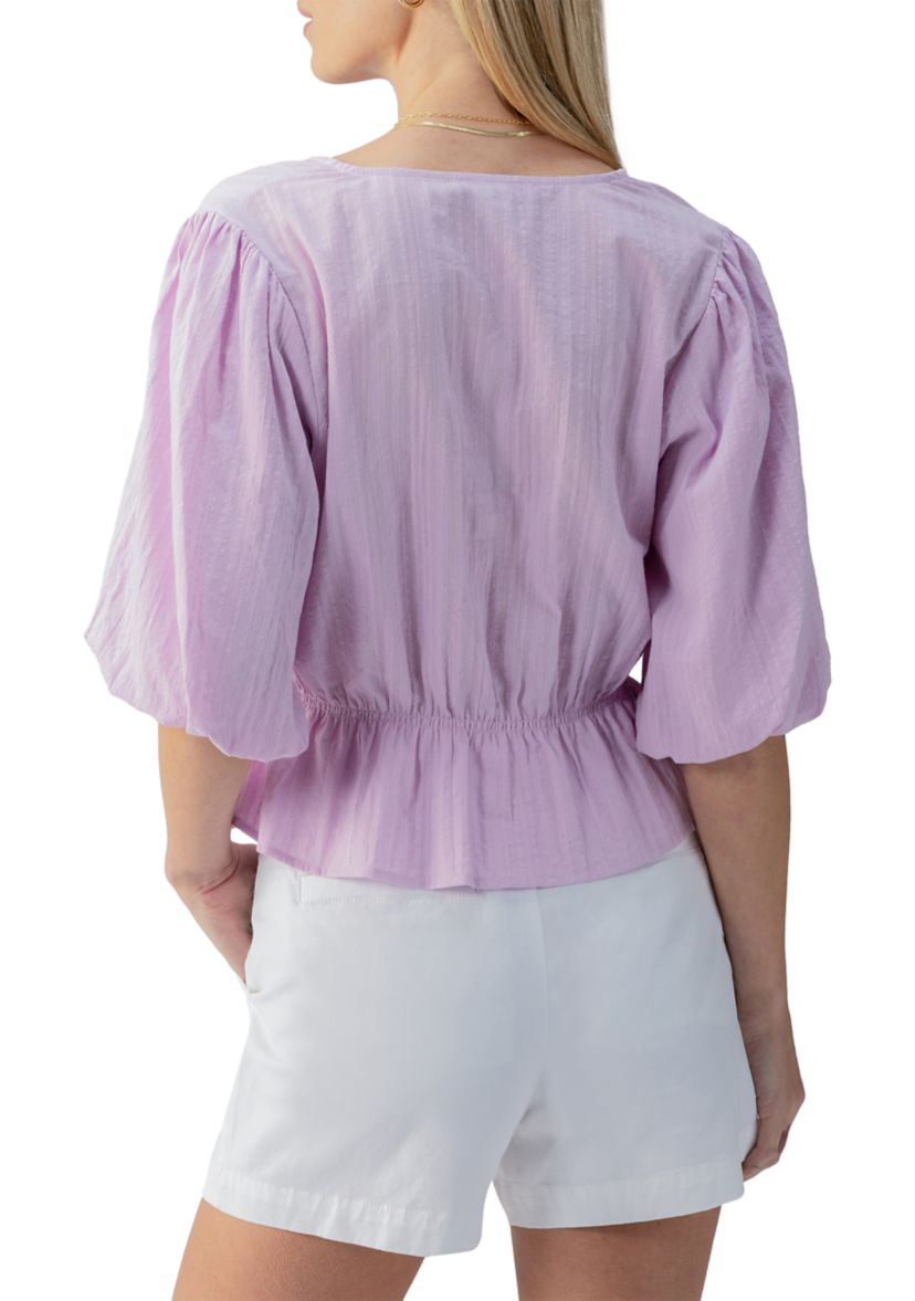 Womens Lucky You Button Front Blouse