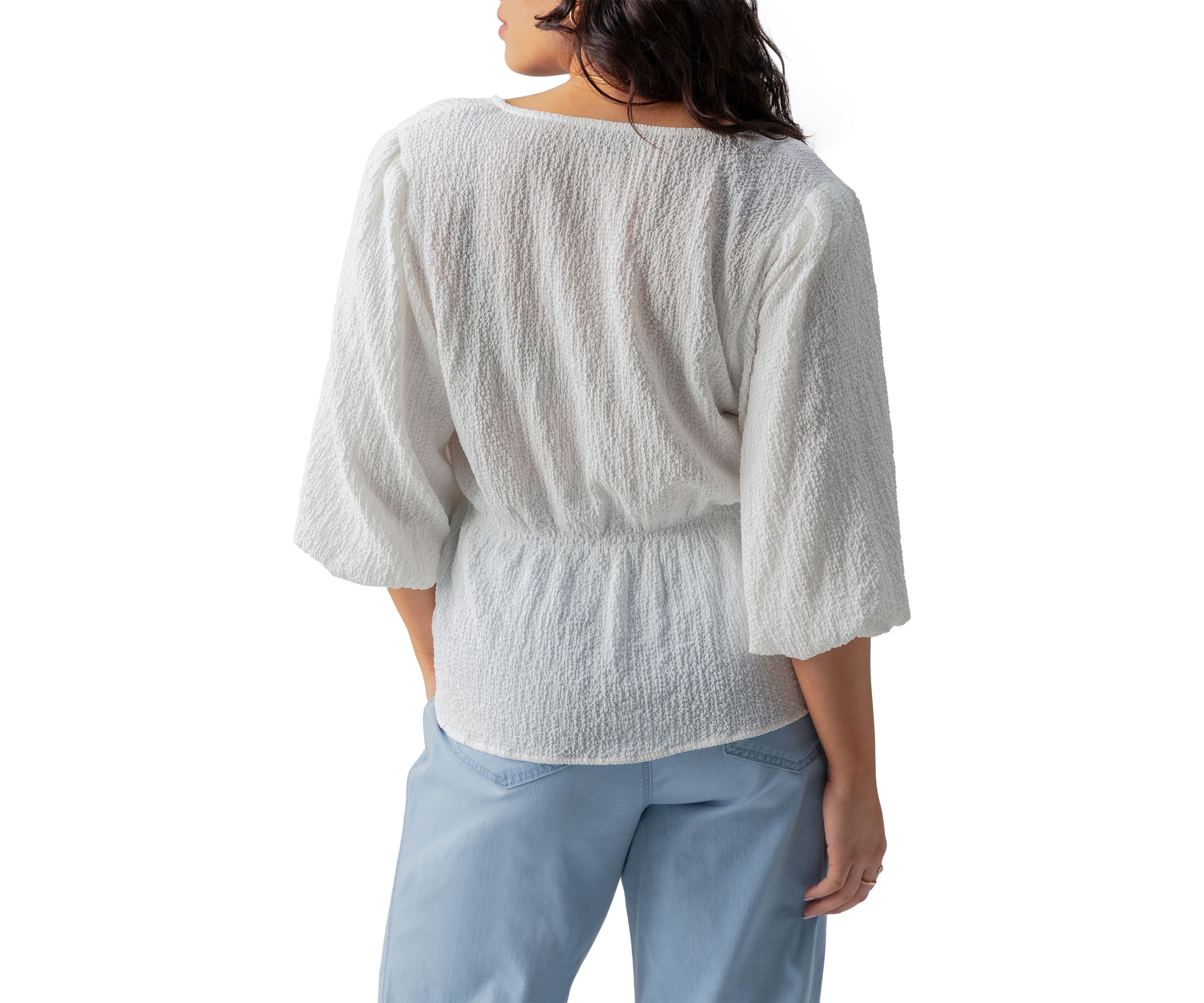 Plus Size Textured Button Front Blouse