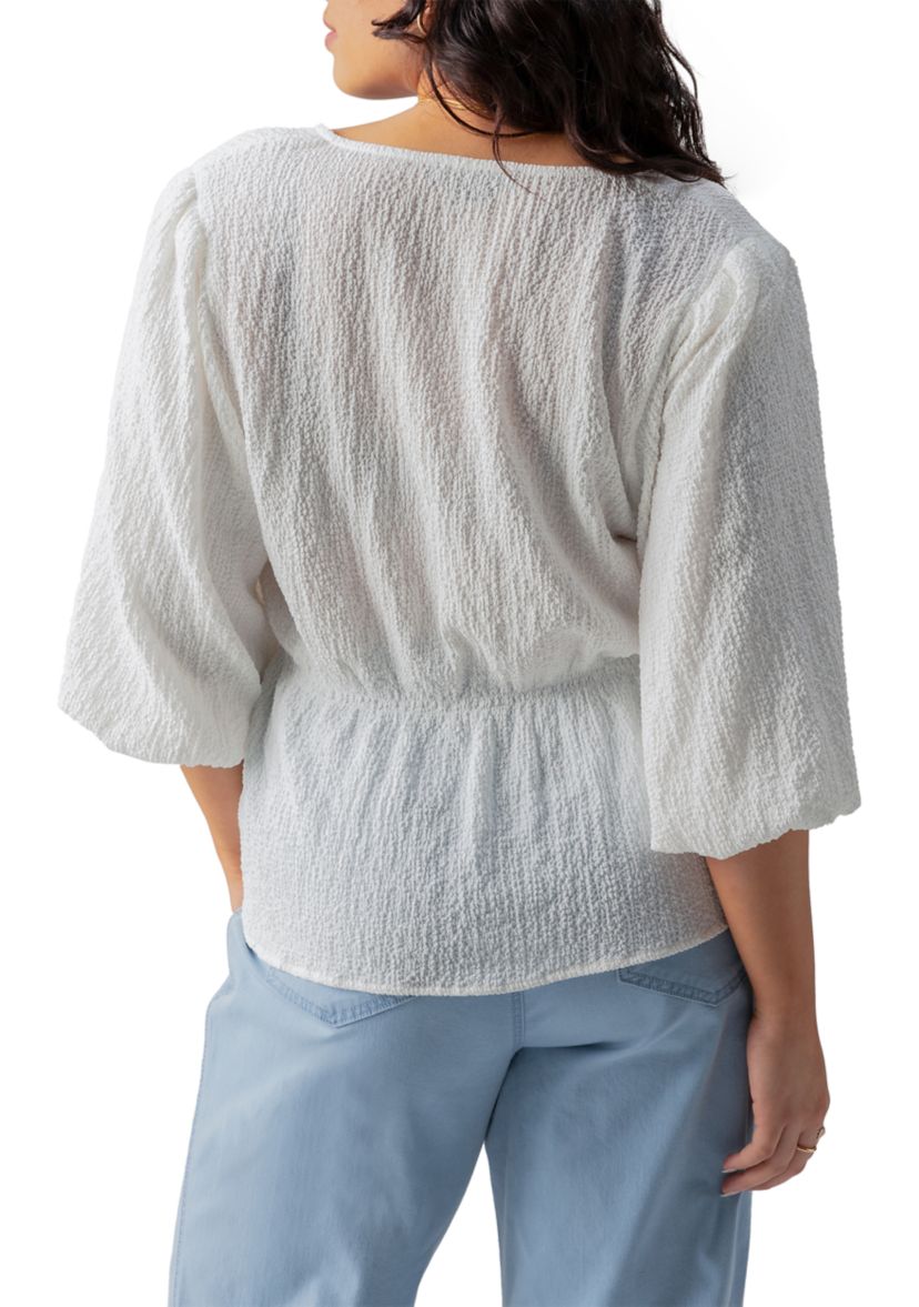 Plus Size Textured Button Front Blouse
