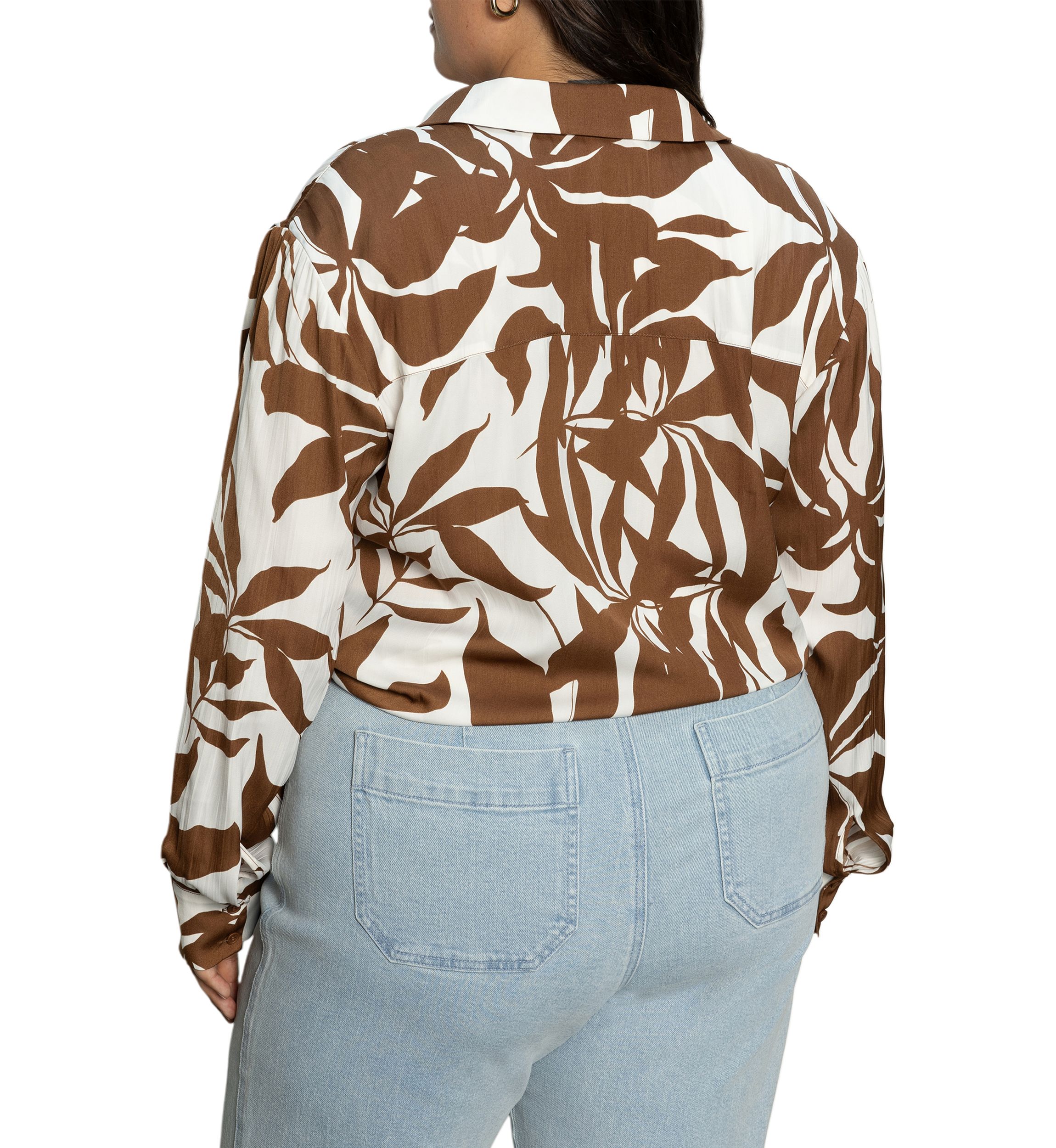 Plus Size Lover Printed Tie Front Blouse