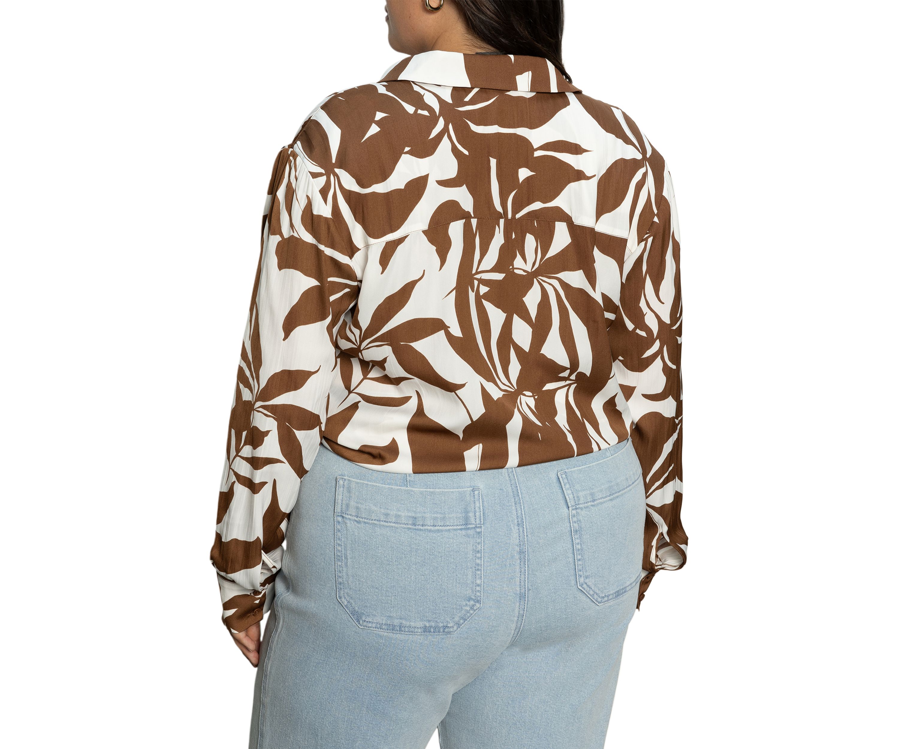 Plus Size Lover Printed Tie Front Blouse
