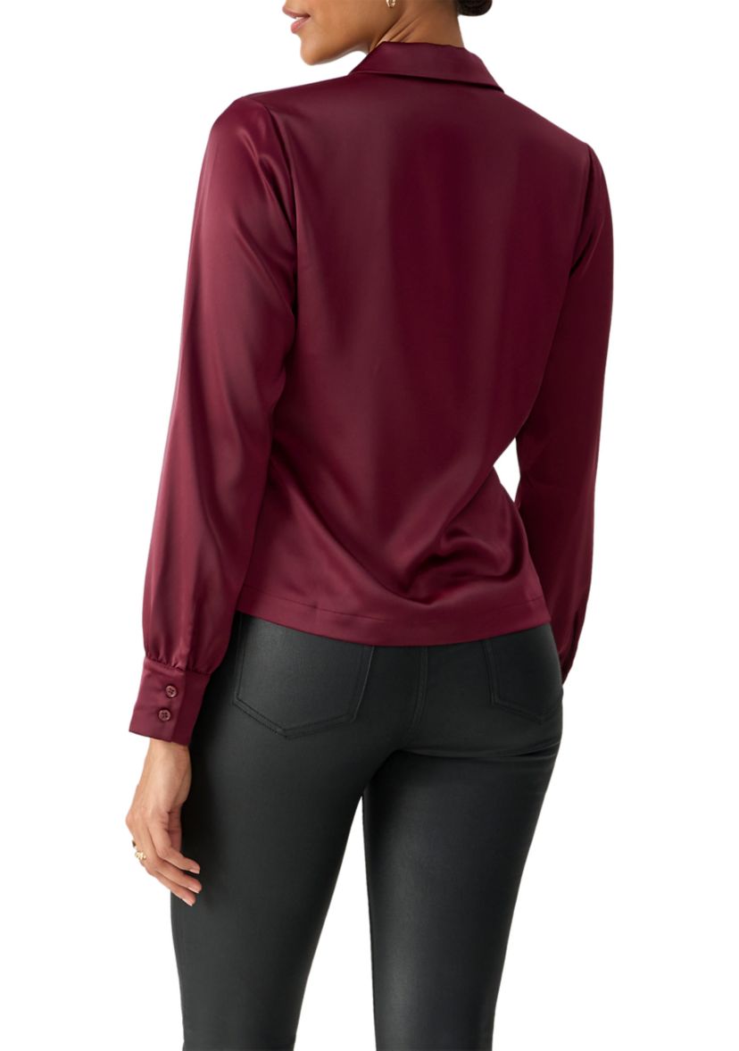 Womens Easy On Me Satin Blouse