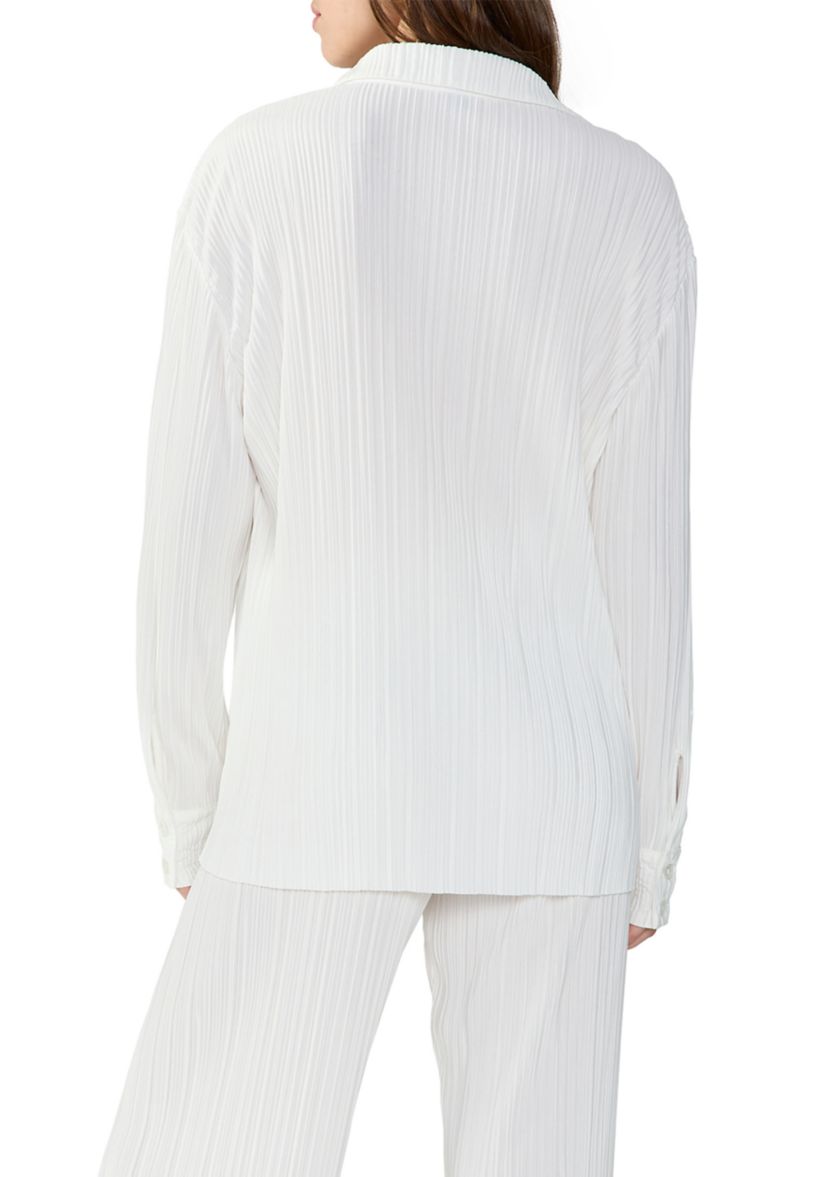 Womens Plisse Button Down Shirt