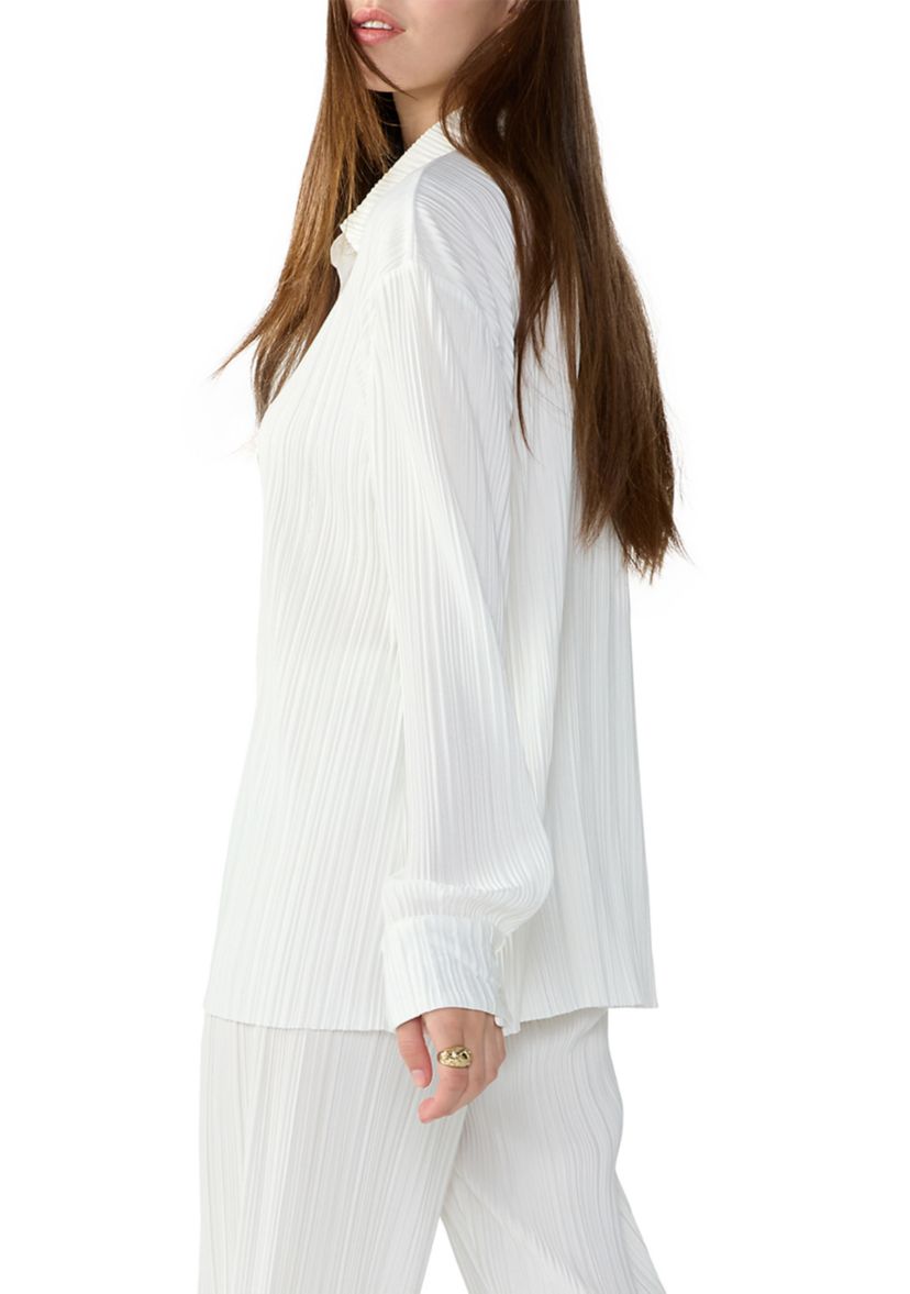 Womens Plisse Button Down Shirt