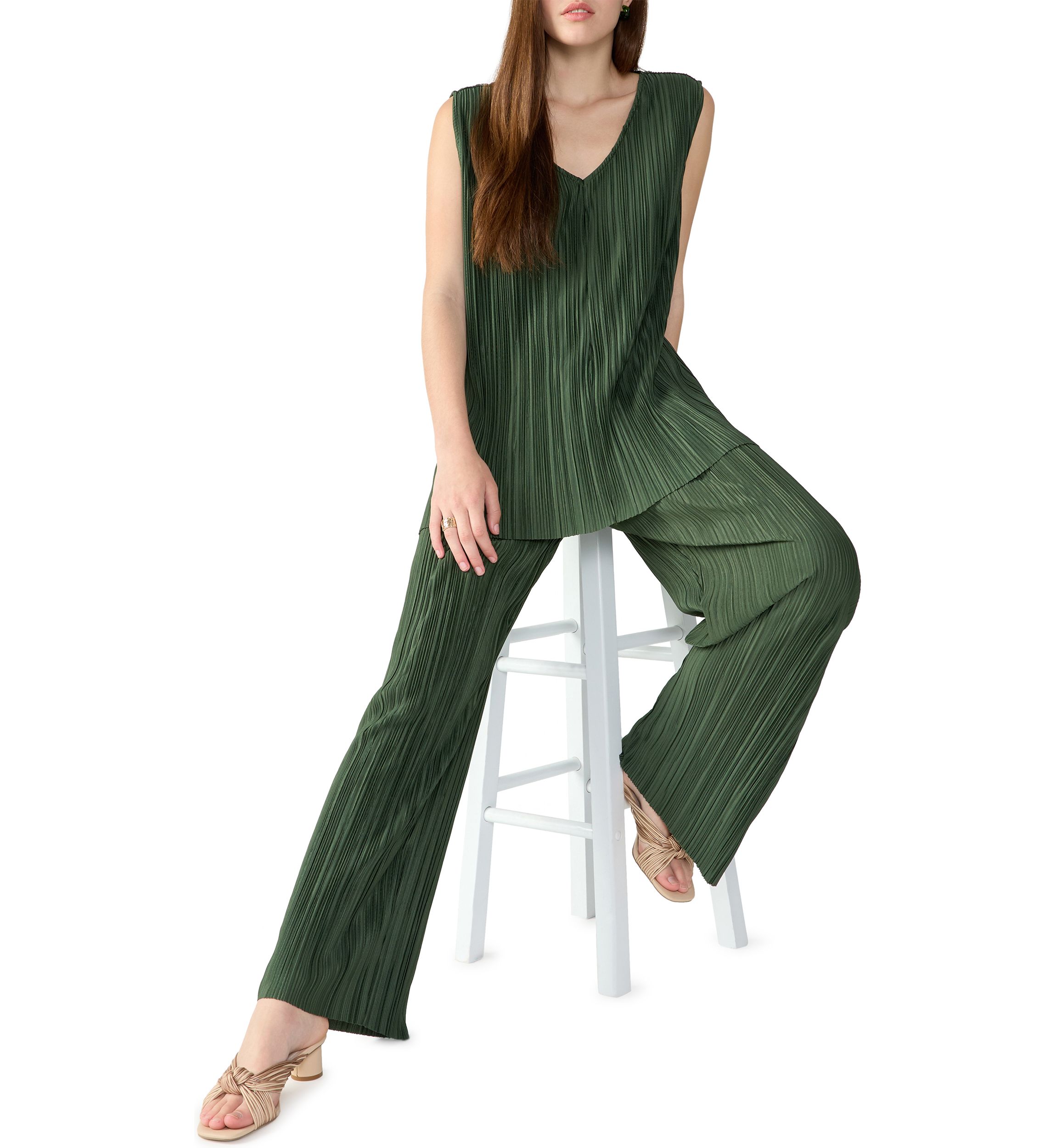 Womens Plisse Tunic Top