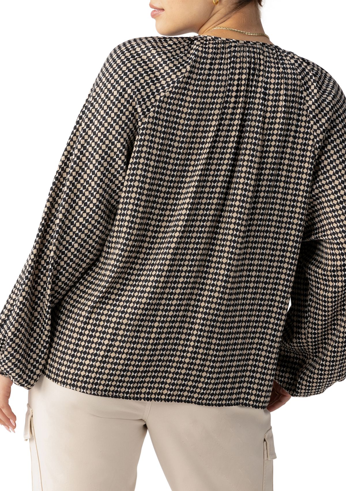 Plus Size Geometric Blouson Blouse