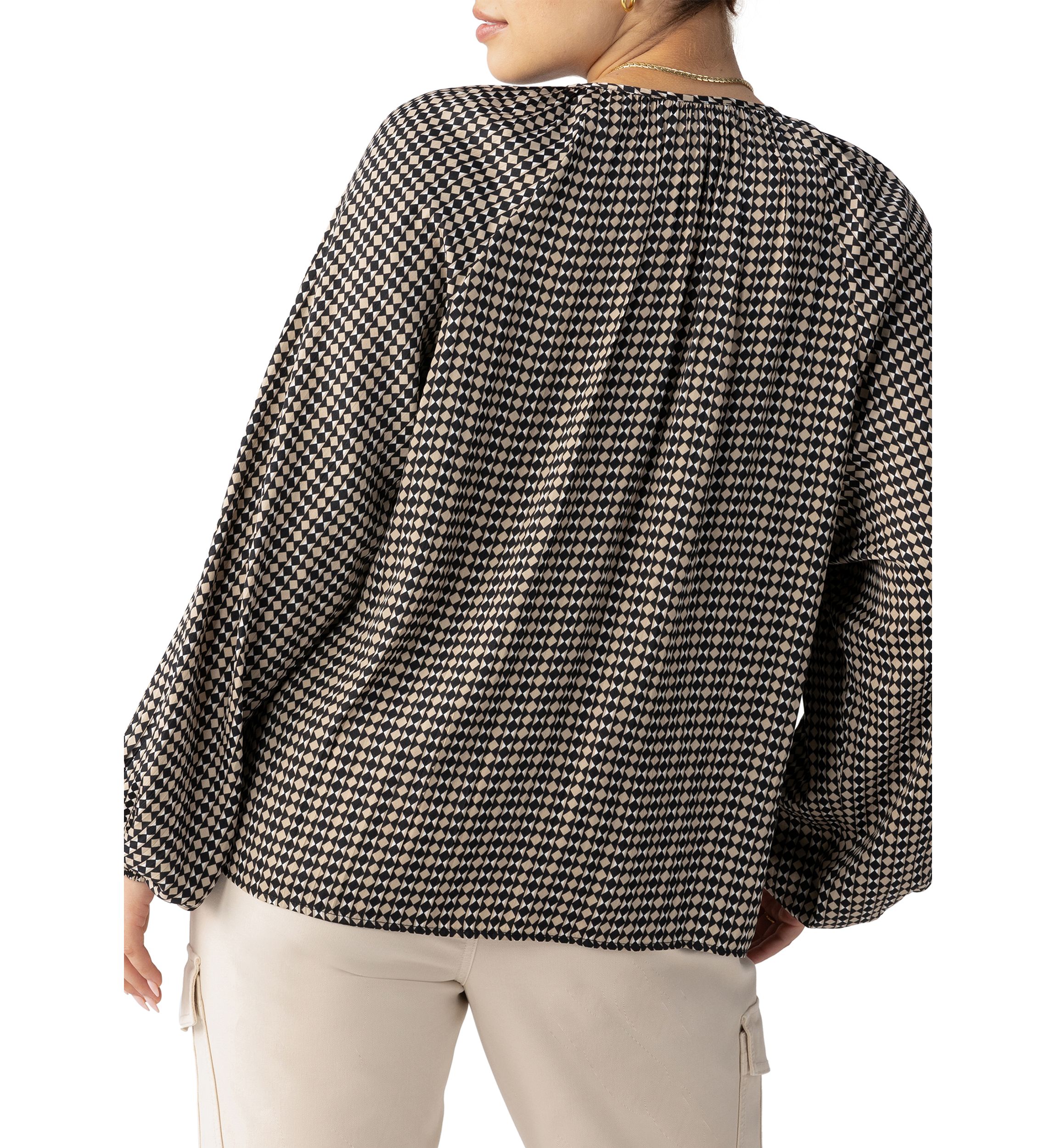 Plus Size Geometric Blouson Blouse