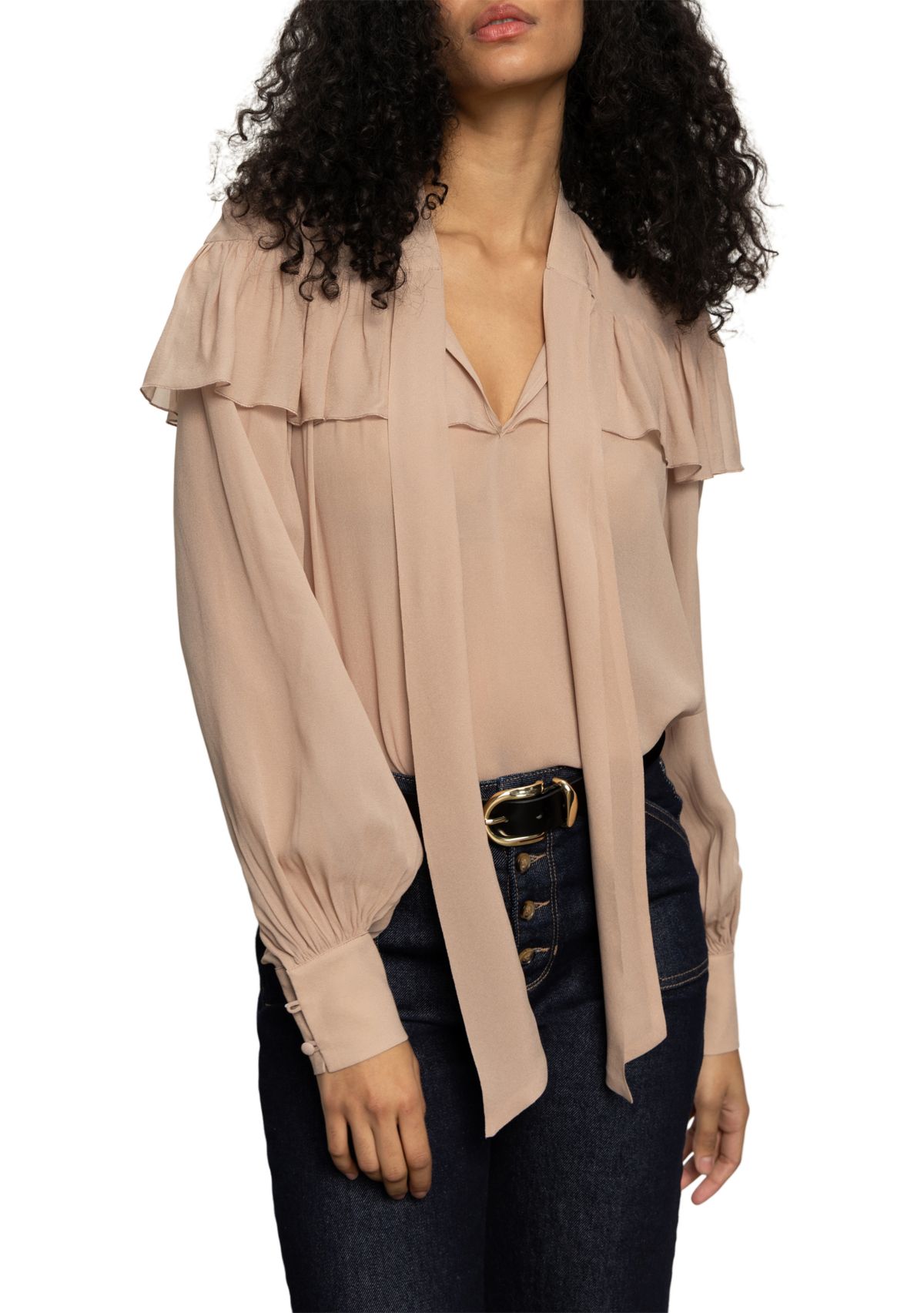 Womens Fade Into You Ruffle Blouse