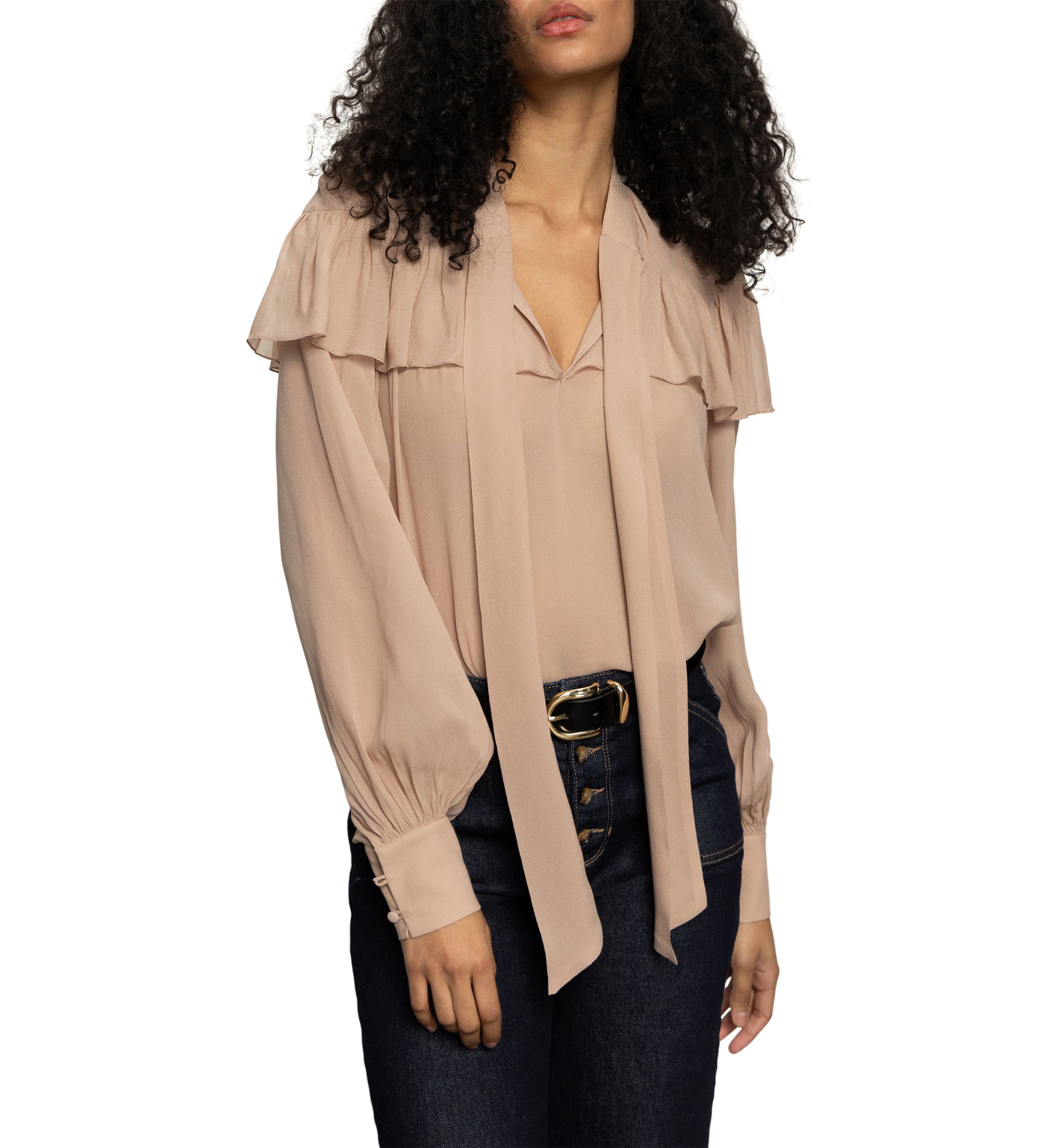 Womens Fade Into You Ruffle Blouse