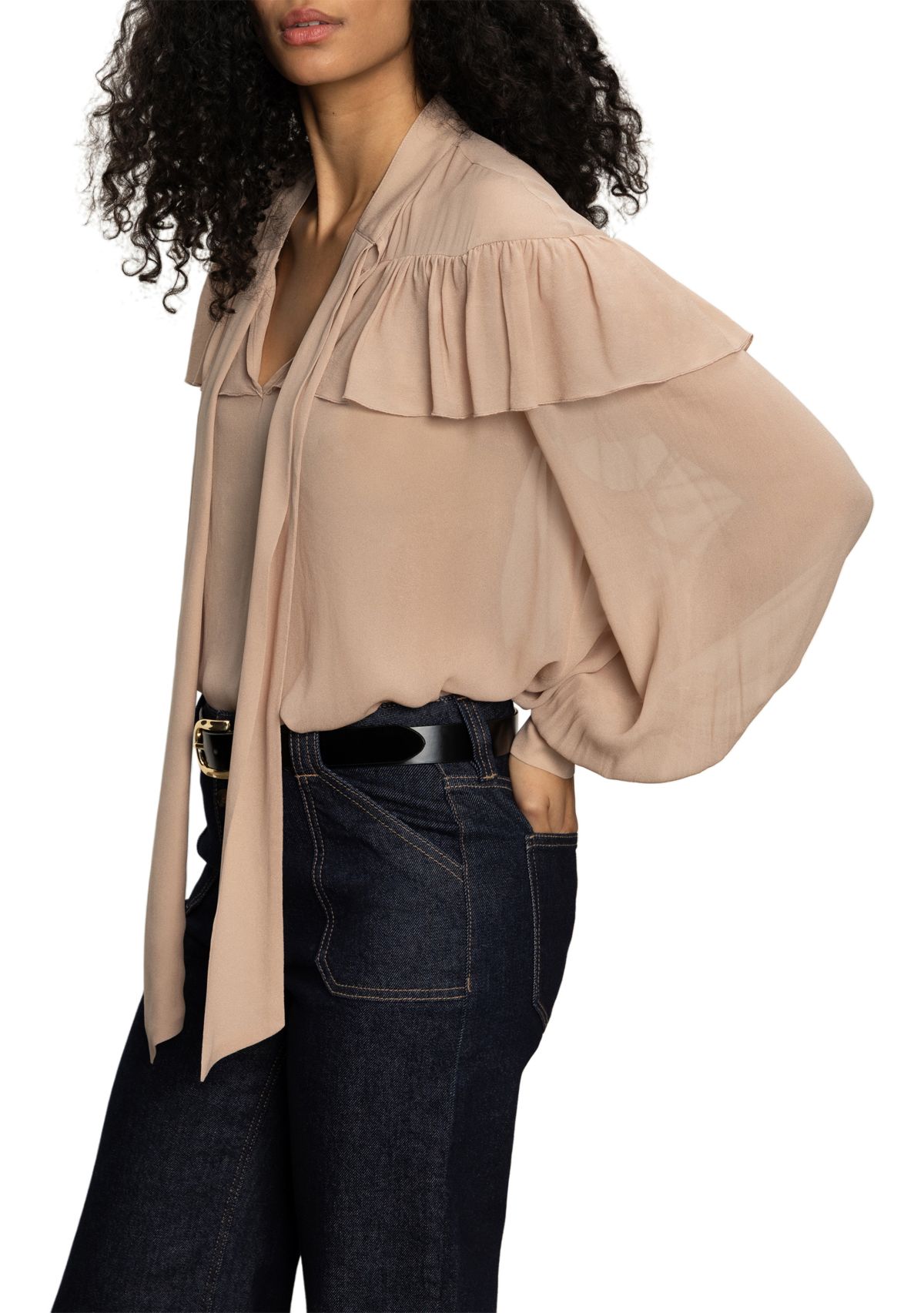 Womens Fade Into You Ruffle Blouse