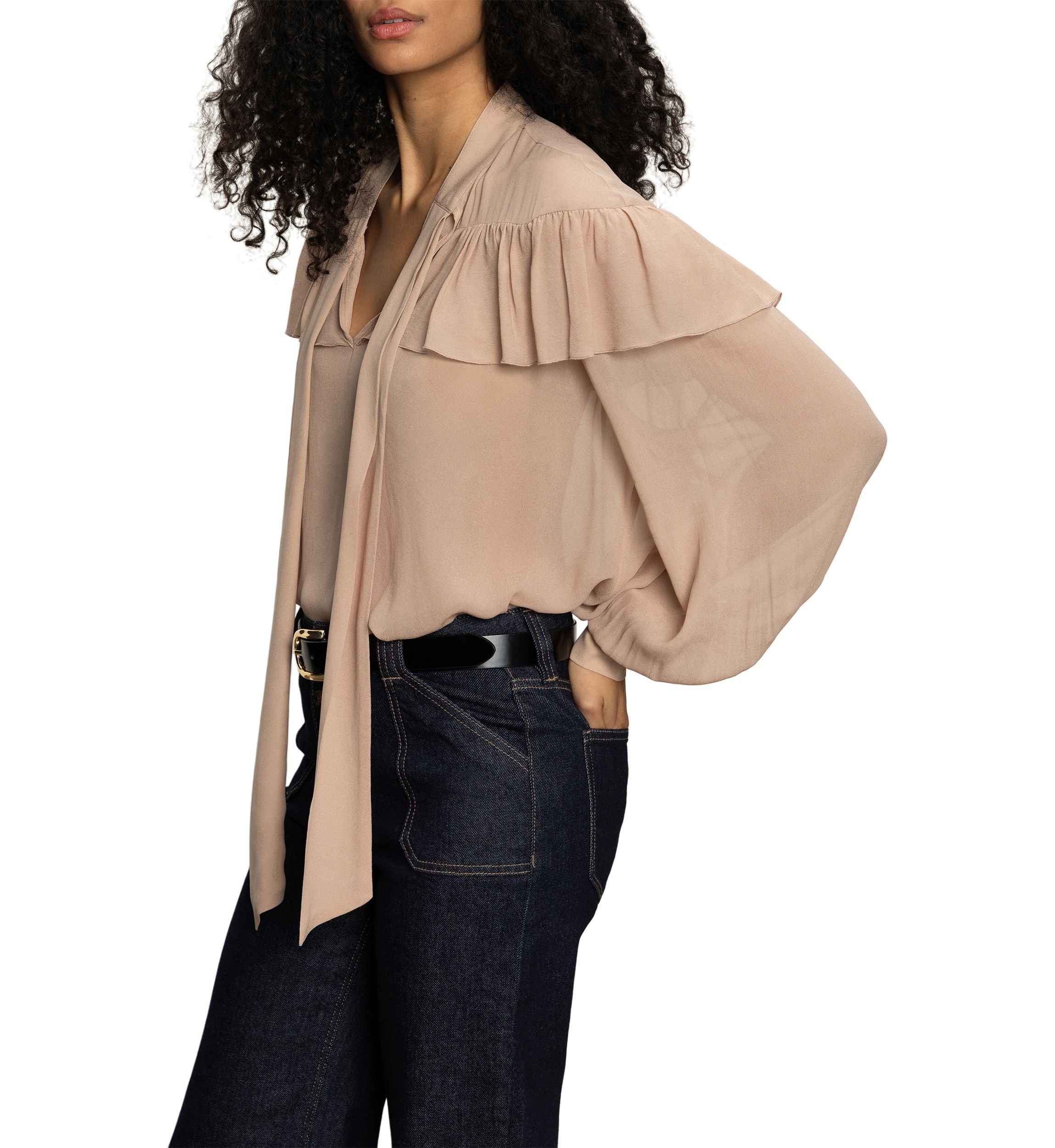 Womens Fade Into You Ruffle Blouse