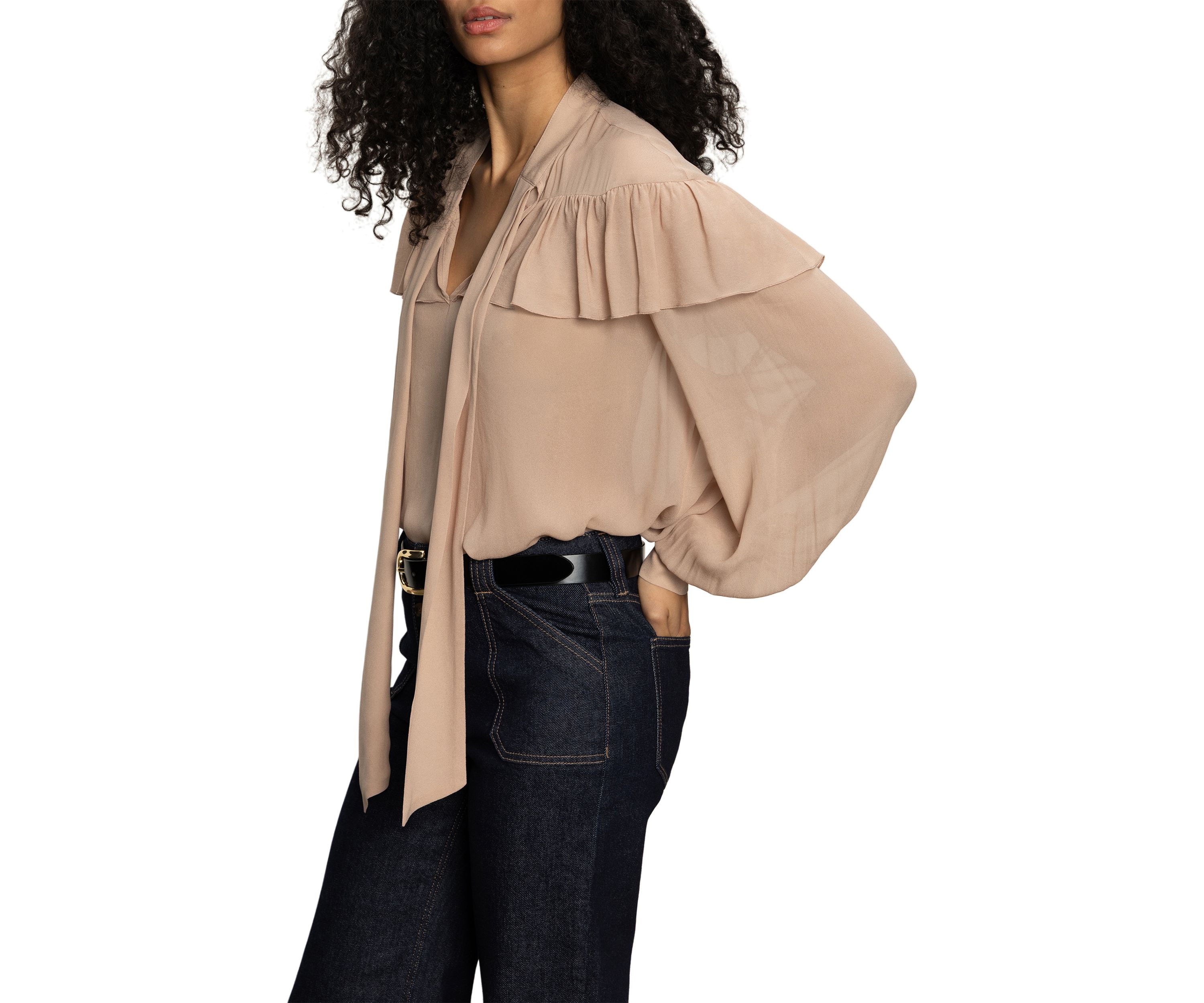 Womens Fade Into You Ruffle Blouse