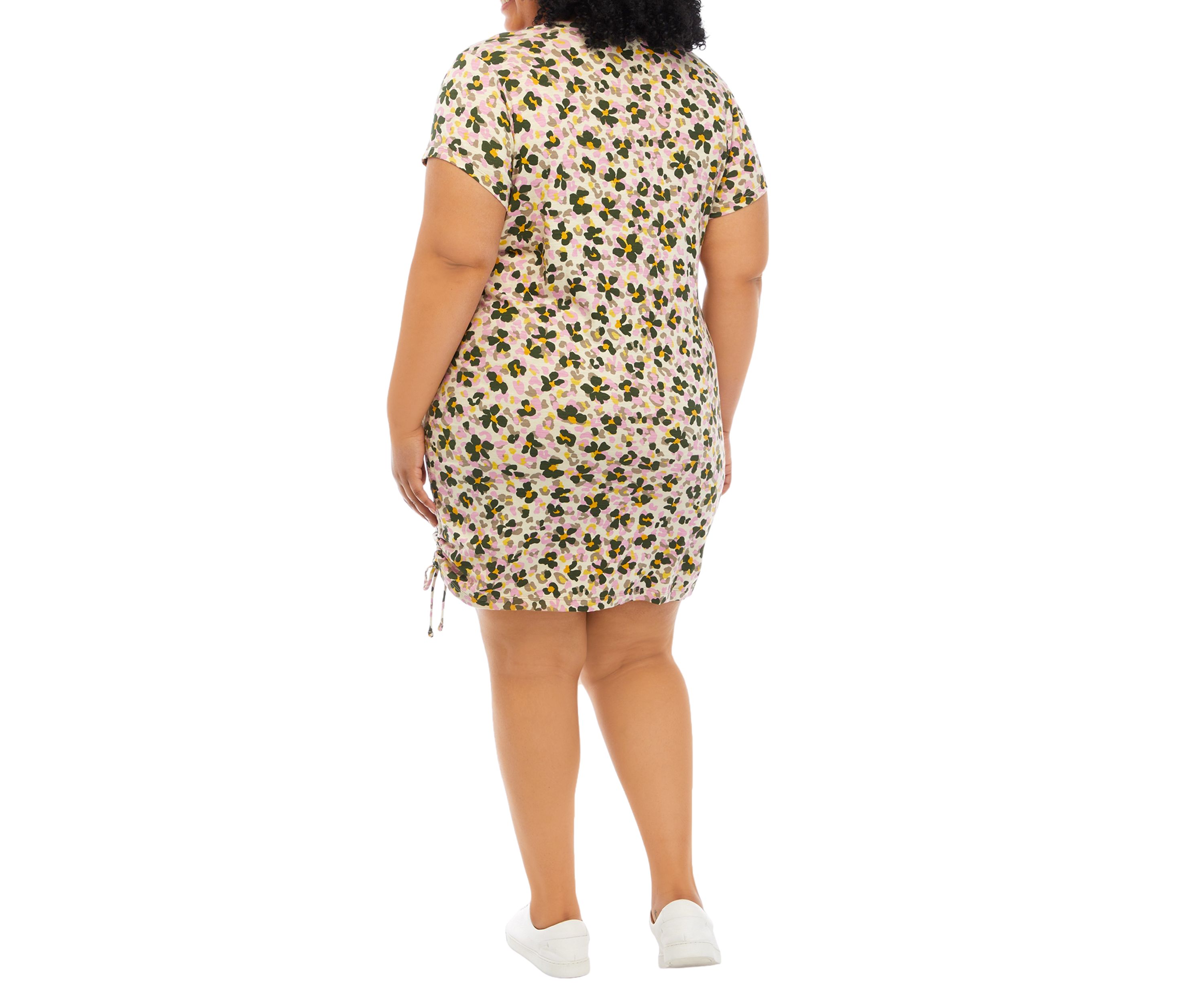 Plus Size Printed Drawstring Dress