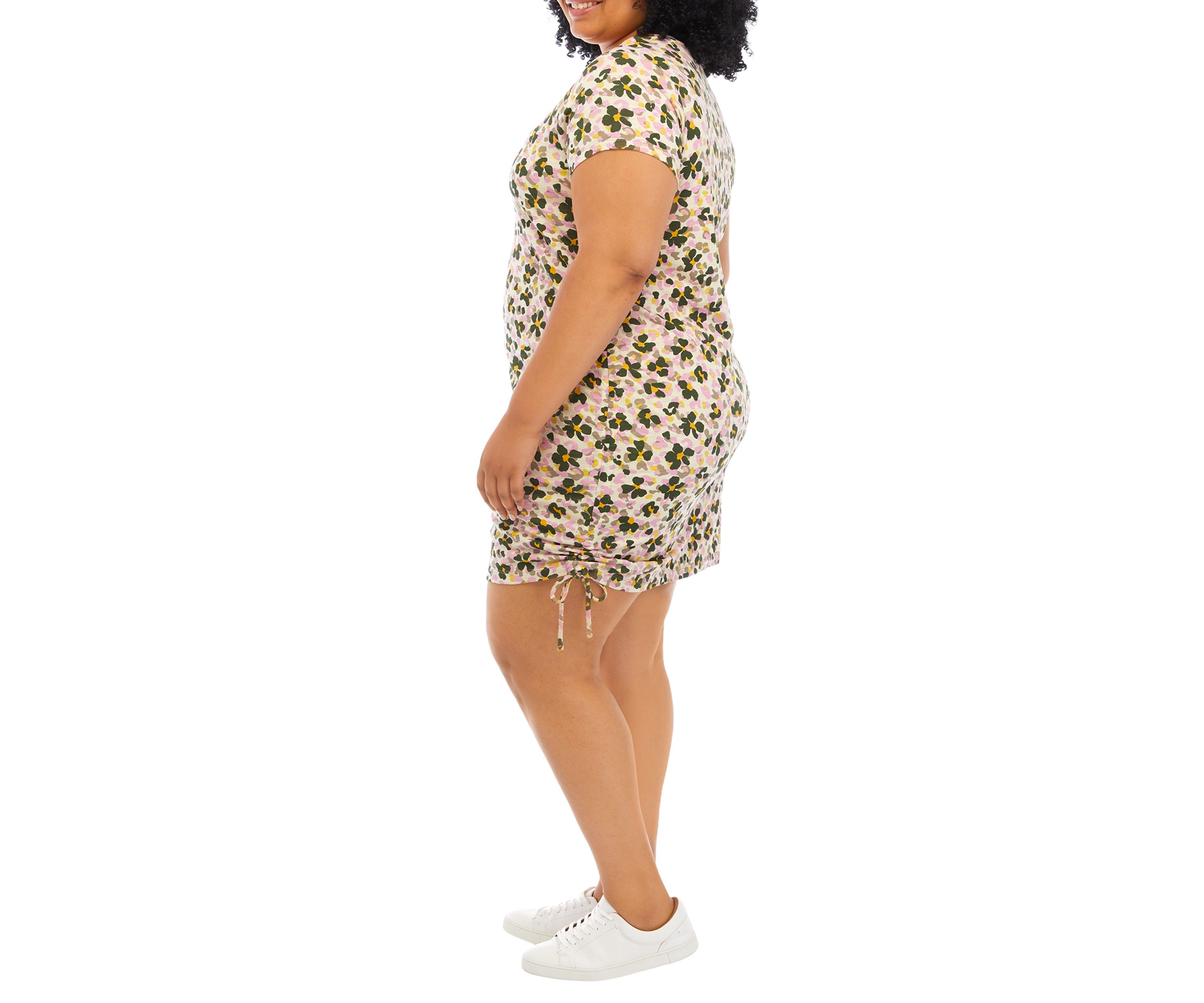 Plus Size Printed Drawstring Dress