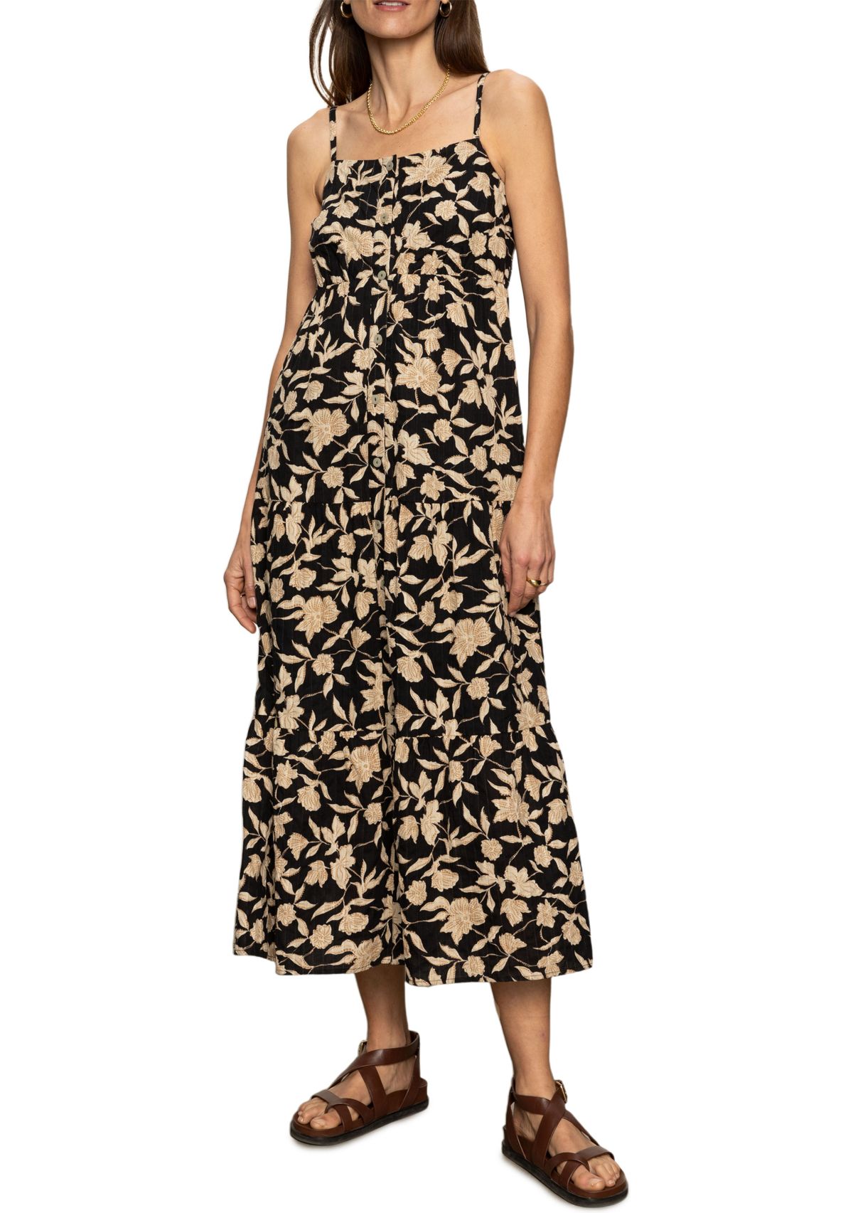 Womens Tiered Picot Maxi Dress