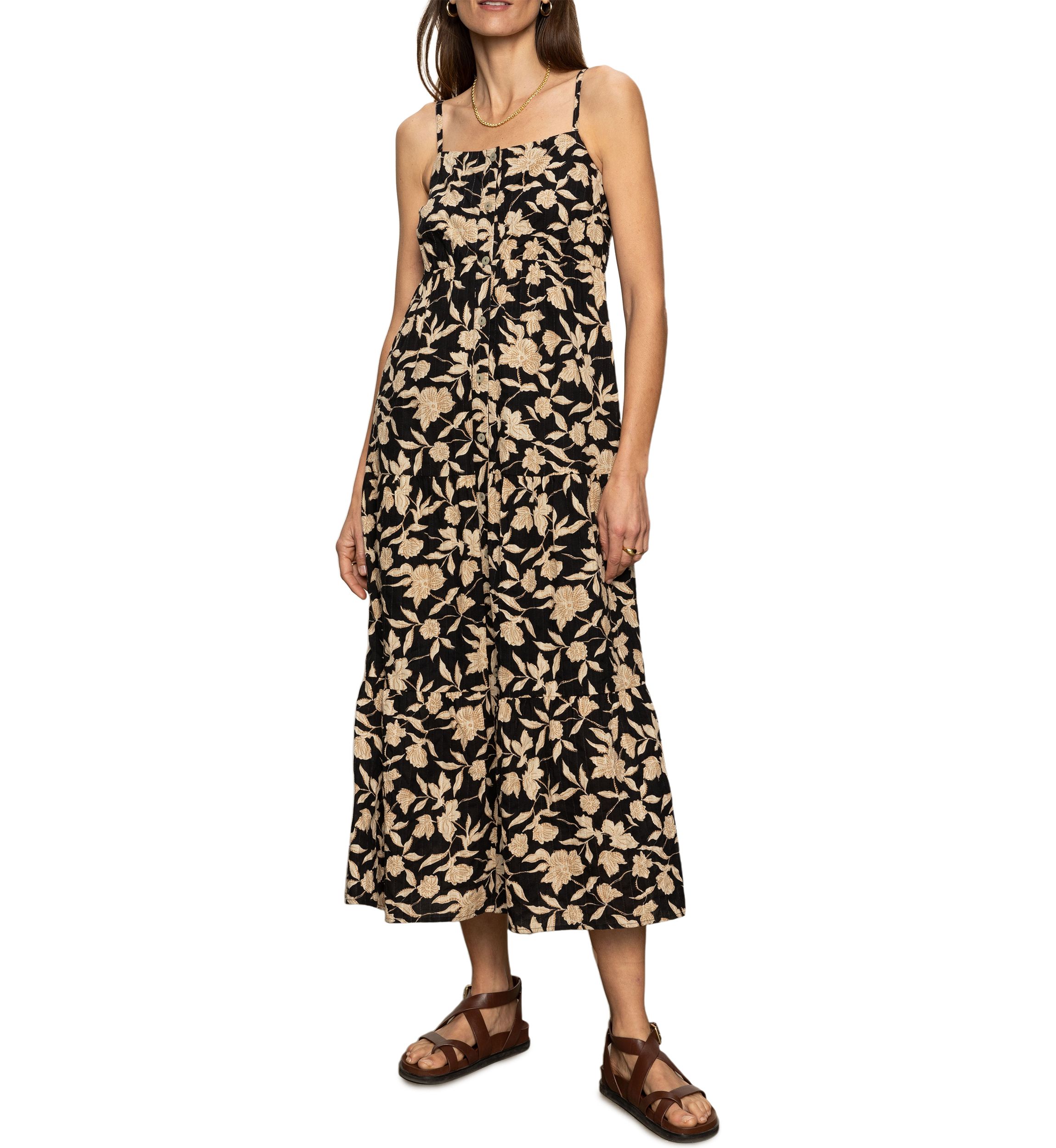 Womens Tiered Picot Maxi Dress