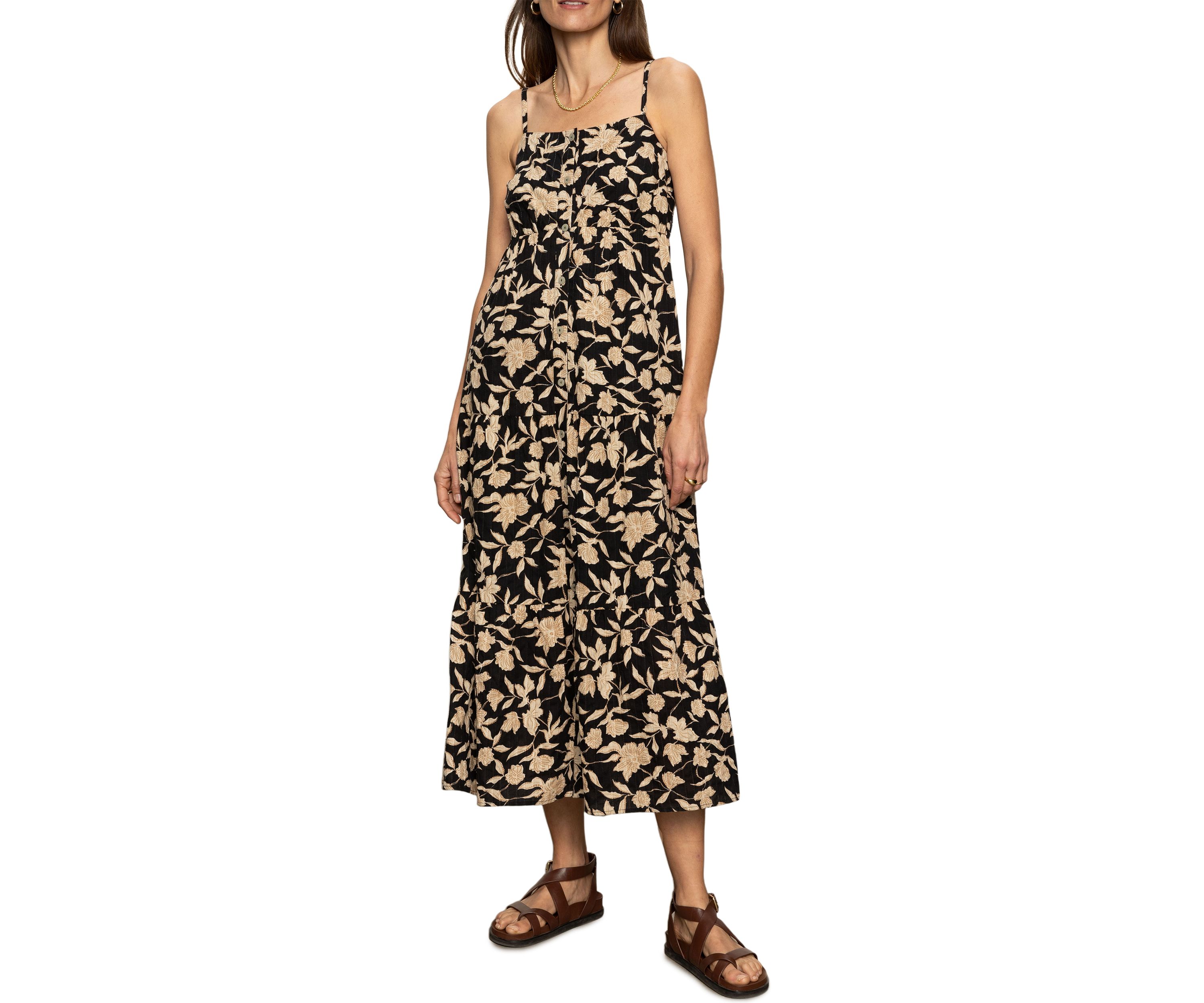 Womens Tiered Picot Maxi Dress