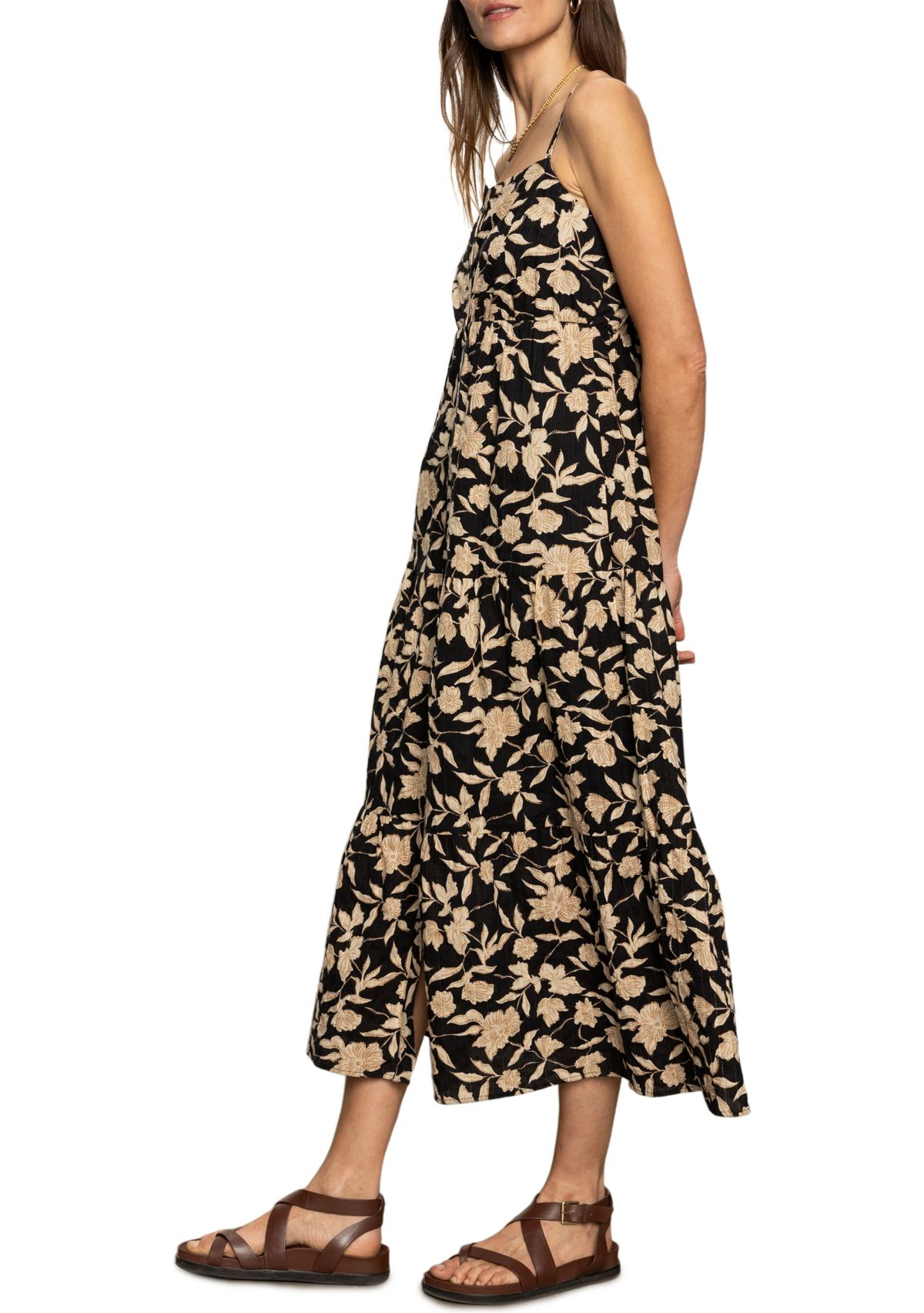 Womens Tiered Picot Maxi Dress