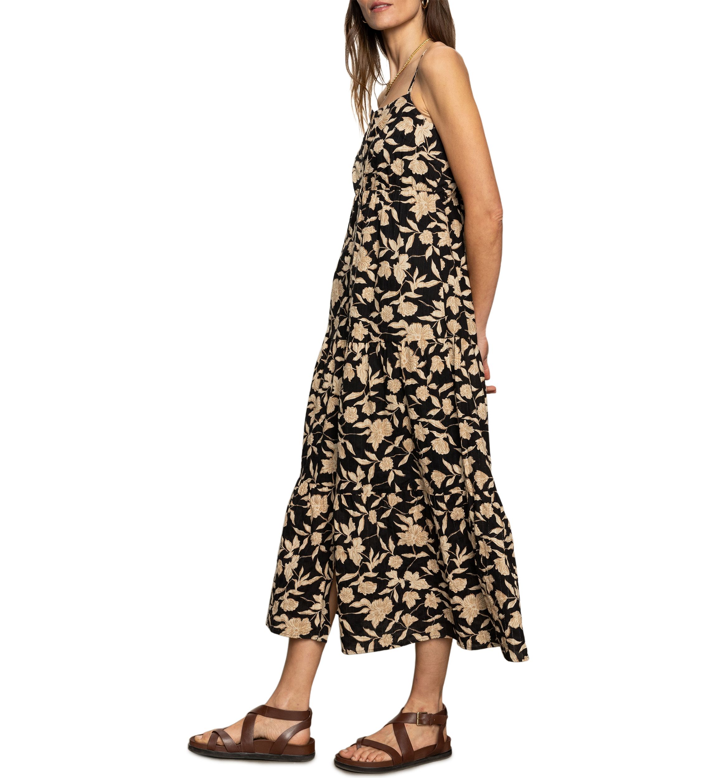 Womens Tiered Picot Maxi Dress