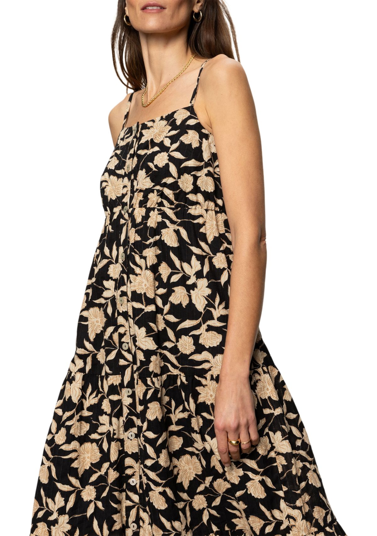 Womens Tiered Picot Maxi Dress