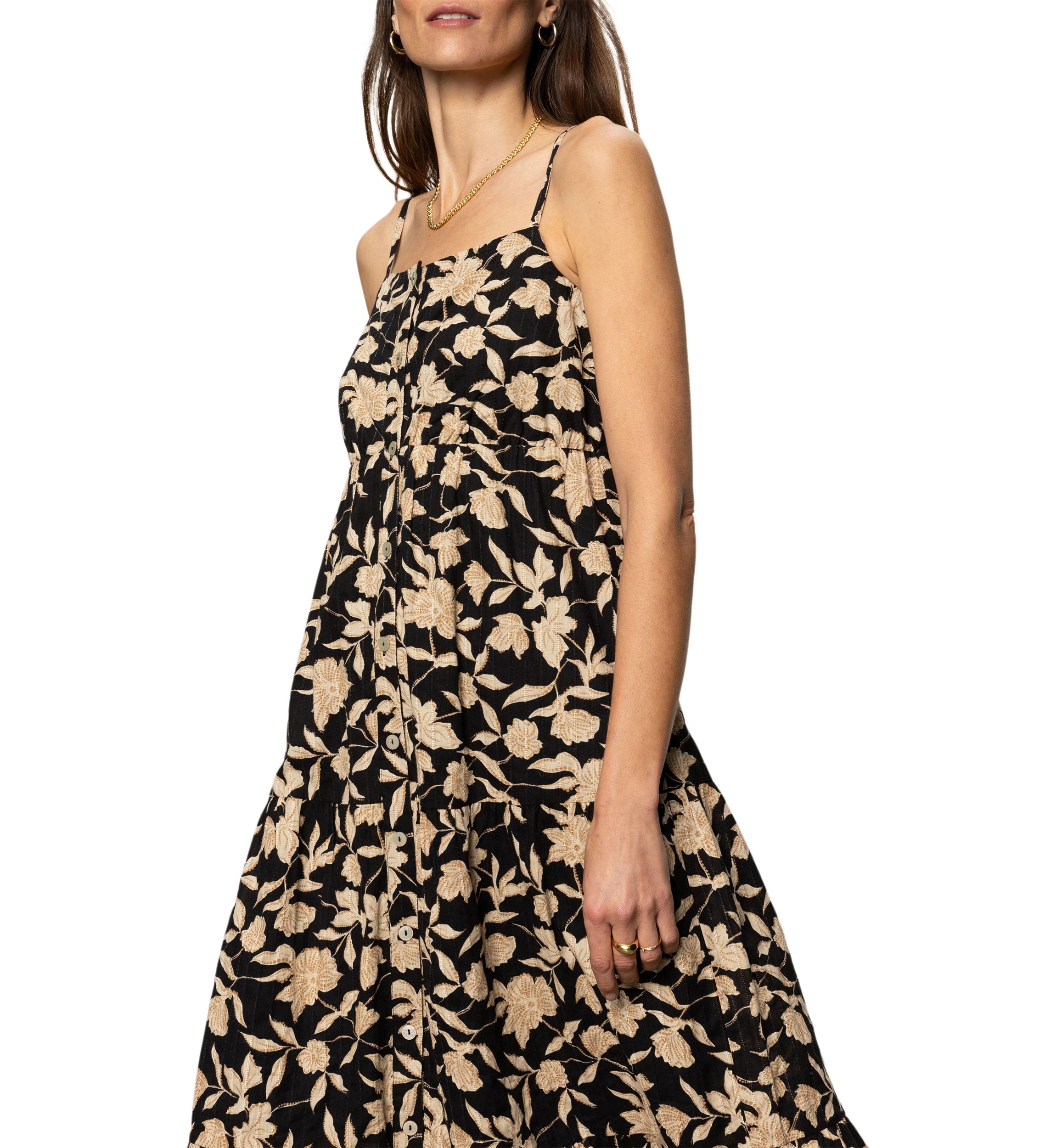 Womens Tiered Picot Maxi Dress