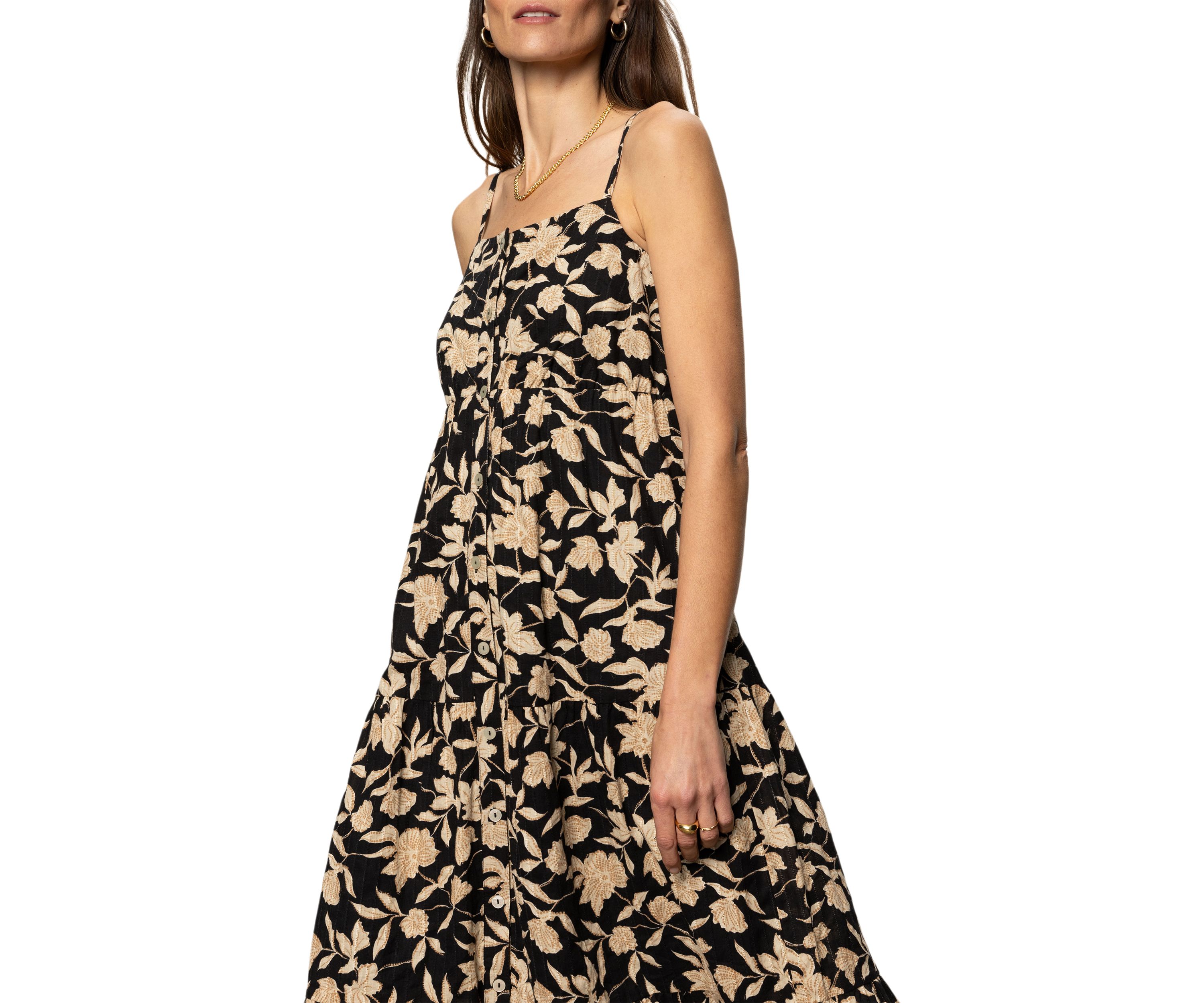 Womens Tiered Picot Maxi Dress