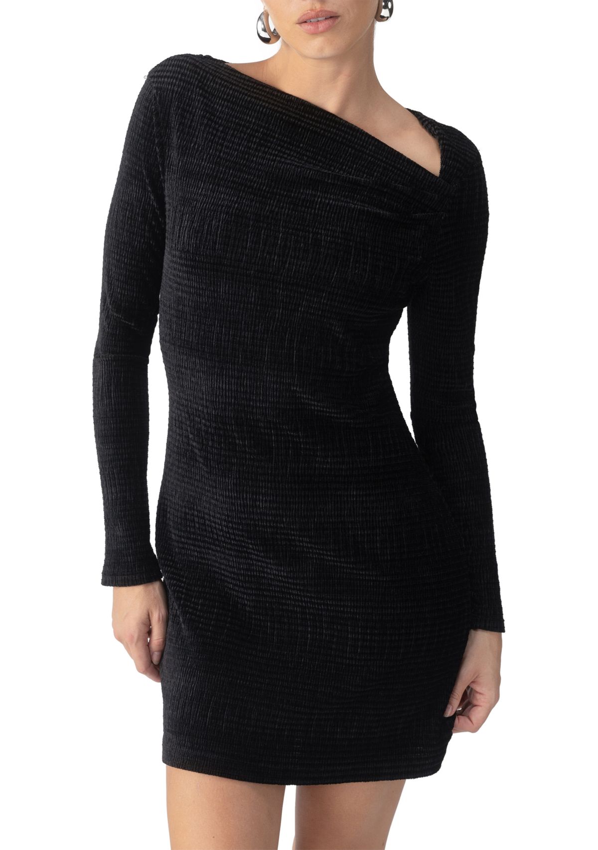Womens Velvet Asymmetrical Dress