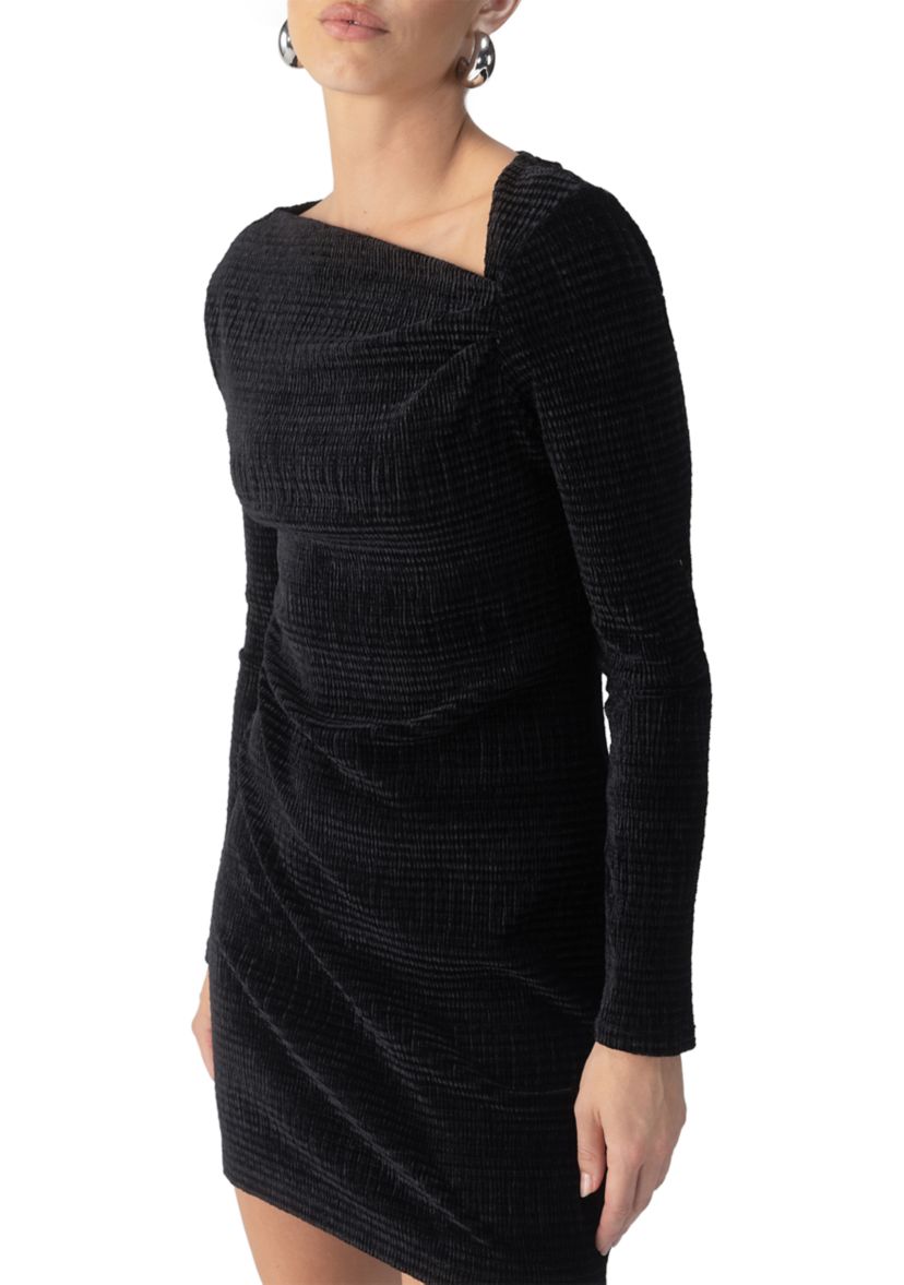 Womens Velvet Asymmetrical Dress