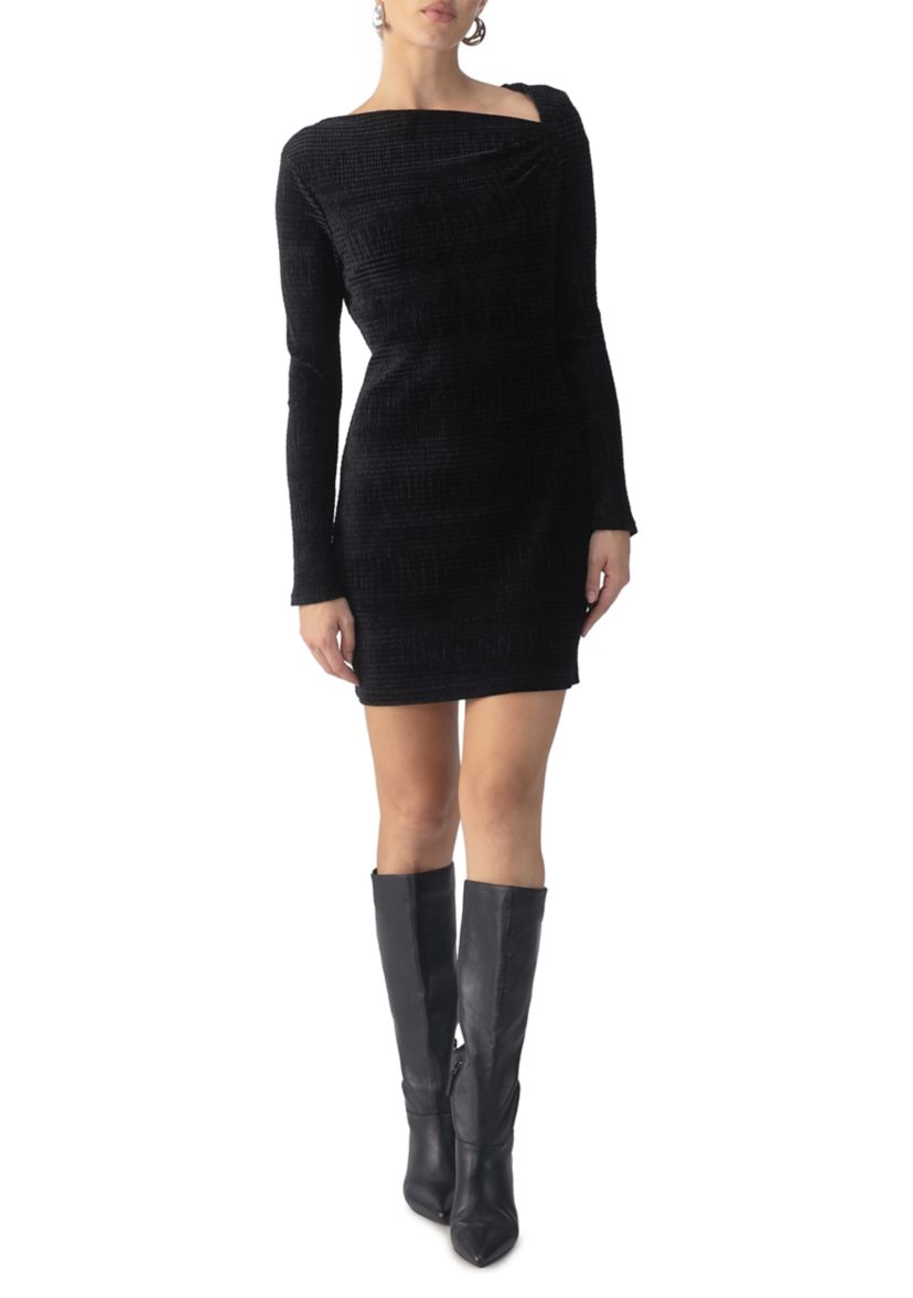 Womens Velvet Asymmetrical Dress