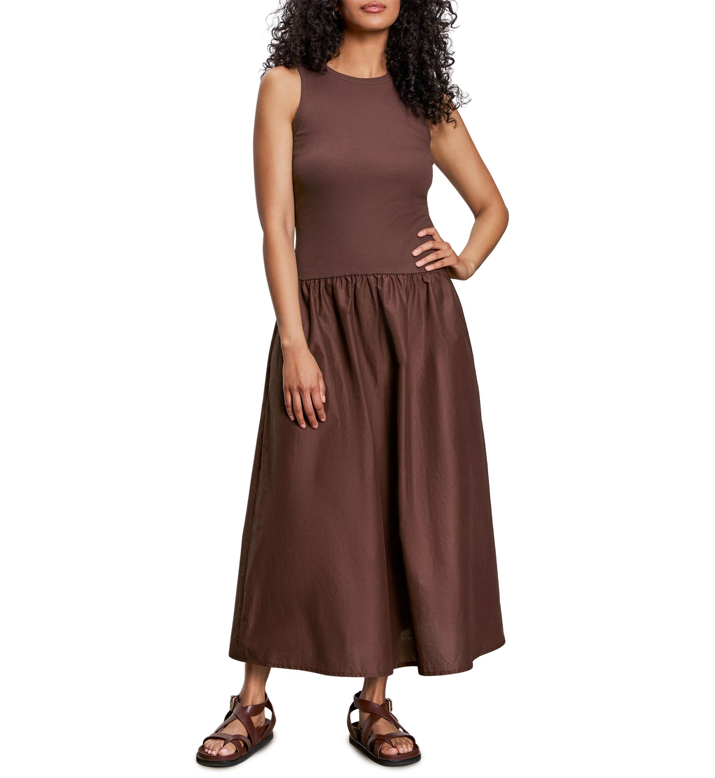 belk brown dress Zenobia Brown Asymmetrical Draped Mesh Maxi Dress main image 0
