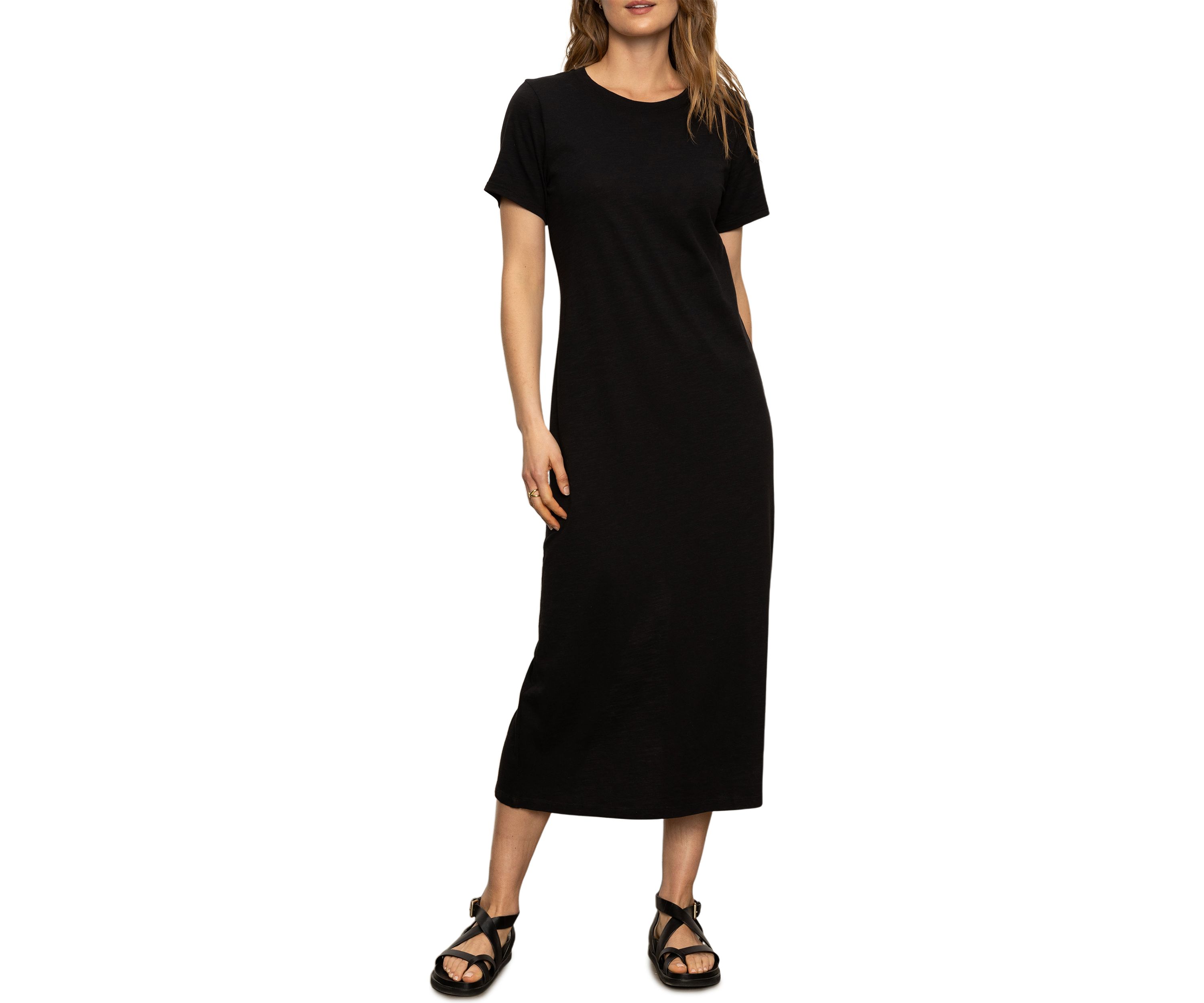 Womens Short Sleeve Maxi Dress with Back Slit