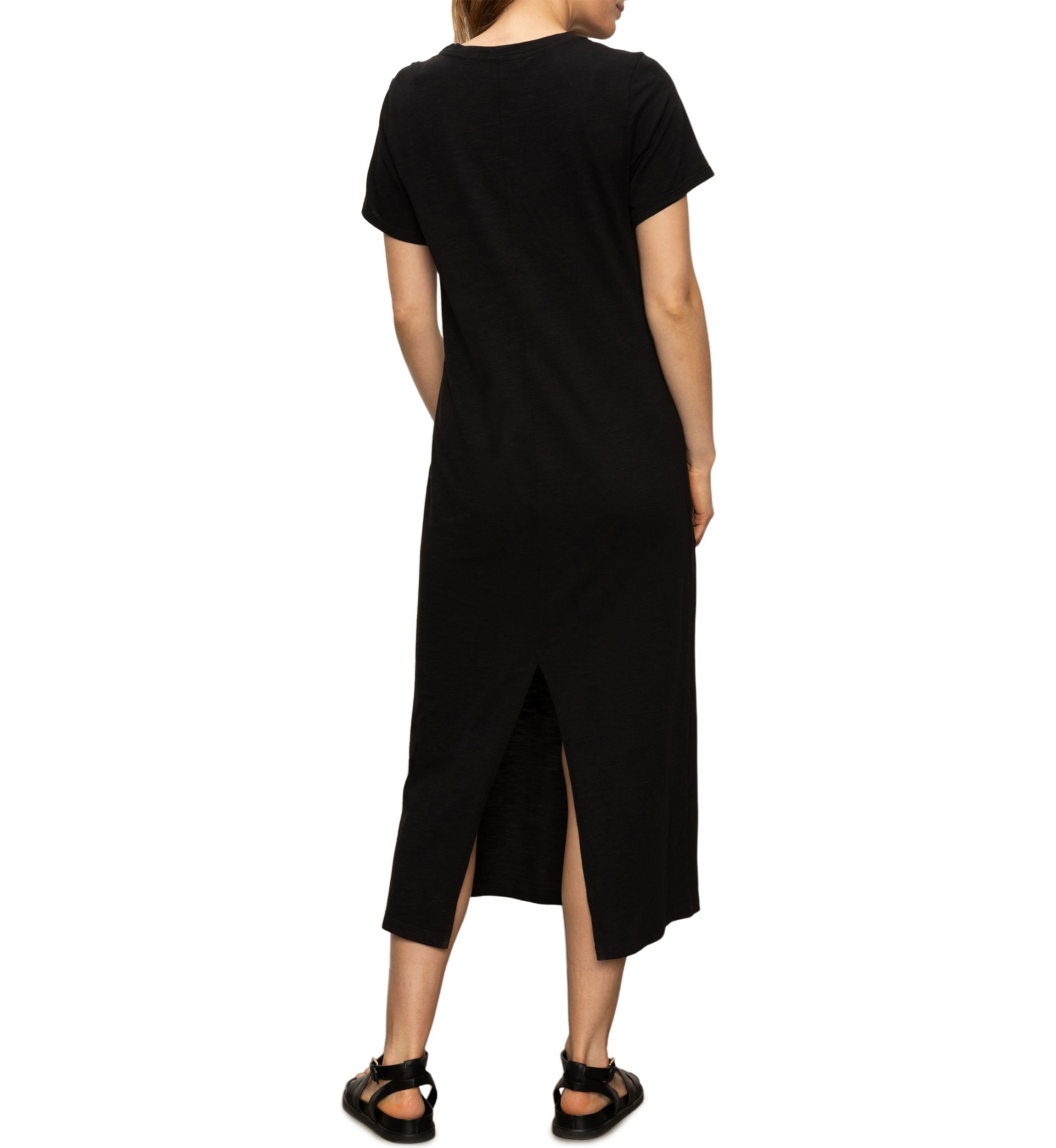 Womens Short Sleeve Maxi Dress with Back Slit
