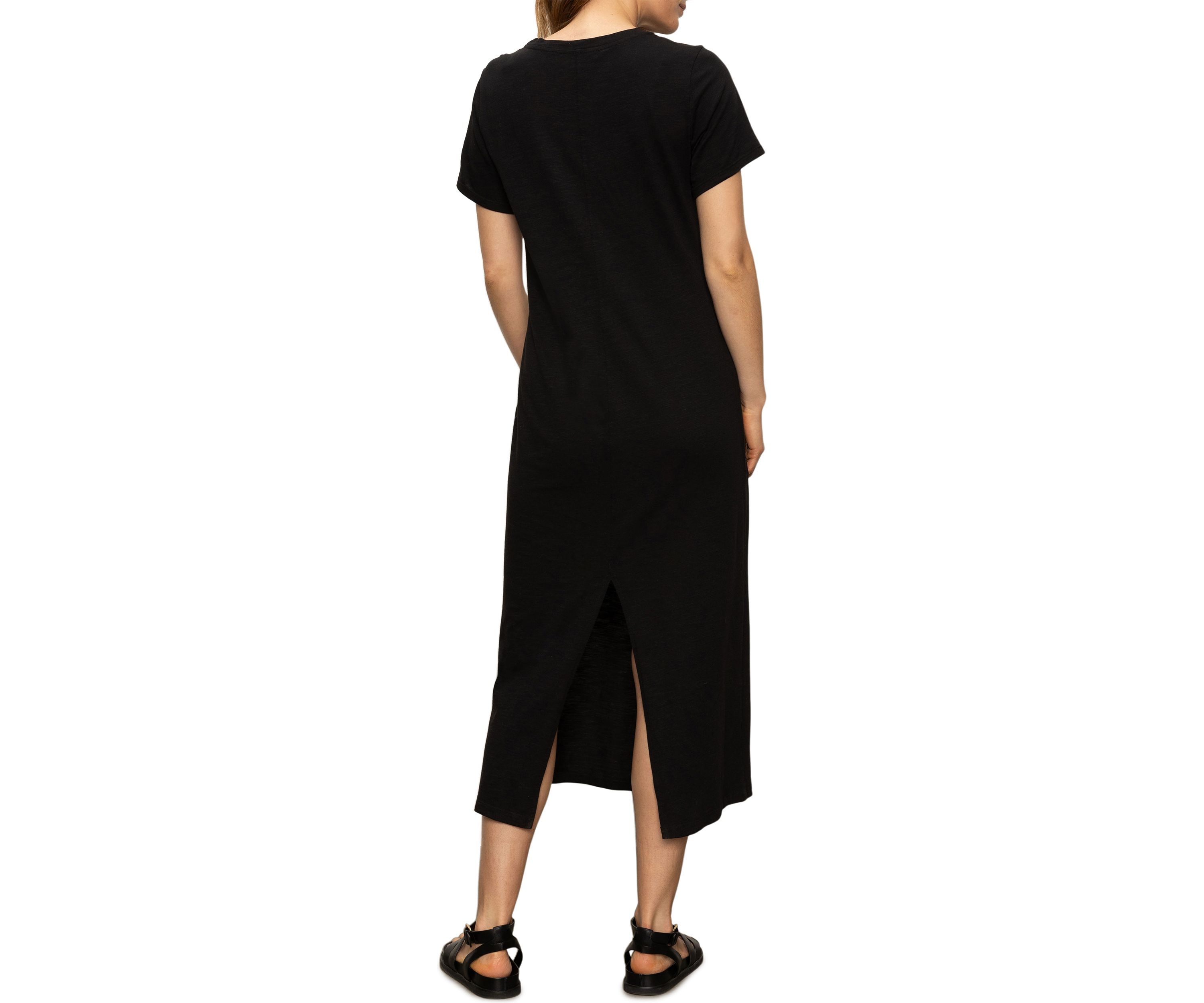 Womens Short Sleeve Maxi Dress with Back Slit