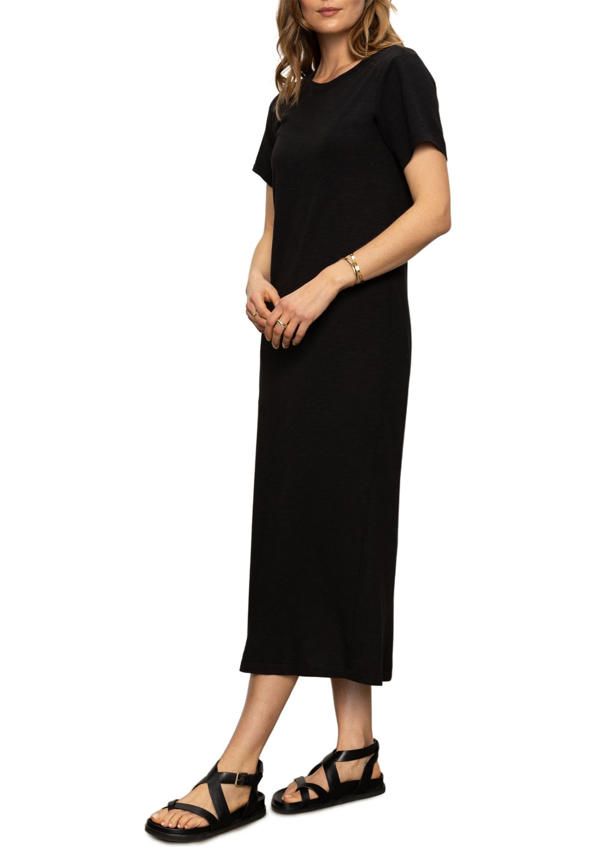 Womens Short Sleeve Maxi Dress with Back Slit