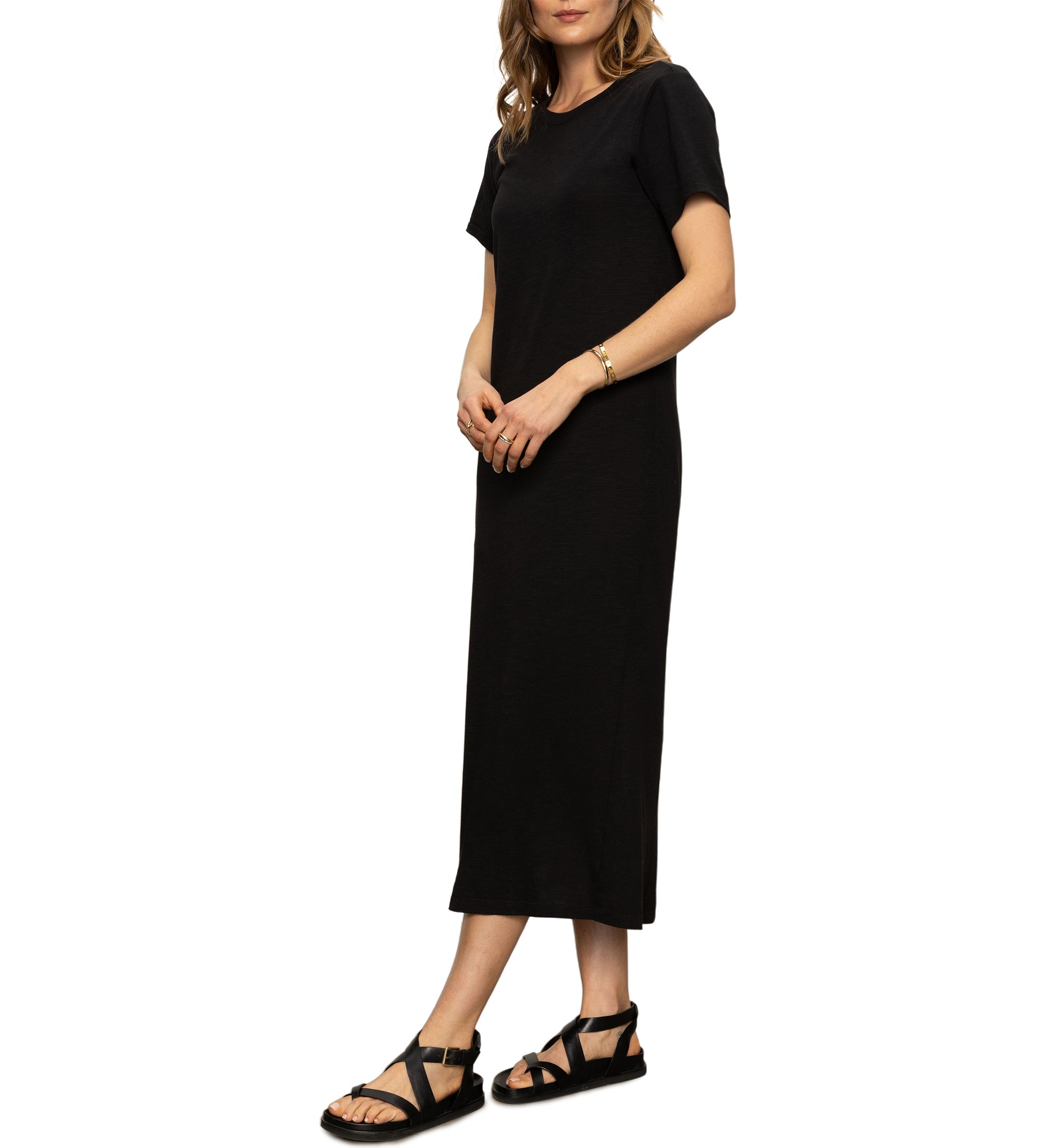 Womens Short Sleeve Maxi Dress with Back Slit