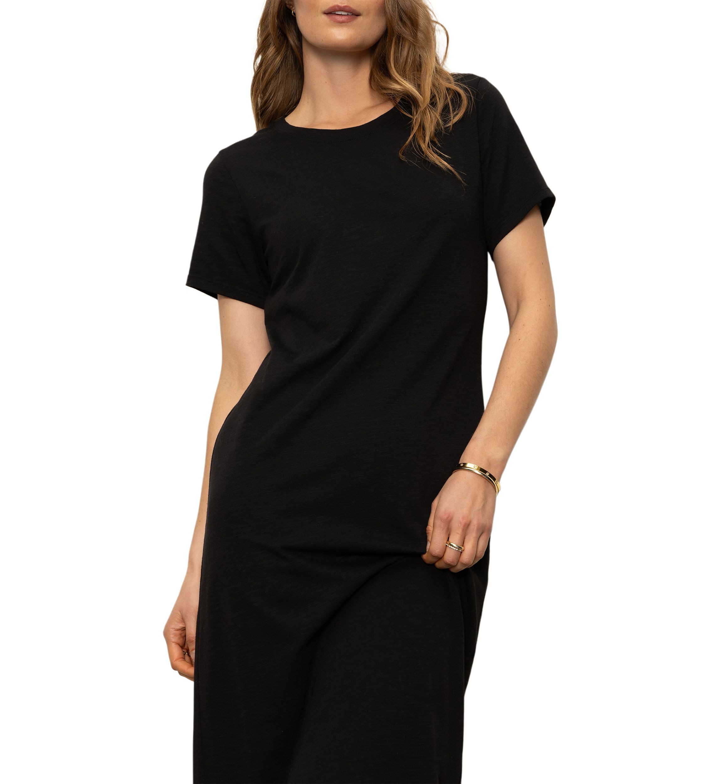 Womens Short Sleeve Maxi Dress with Back Slit