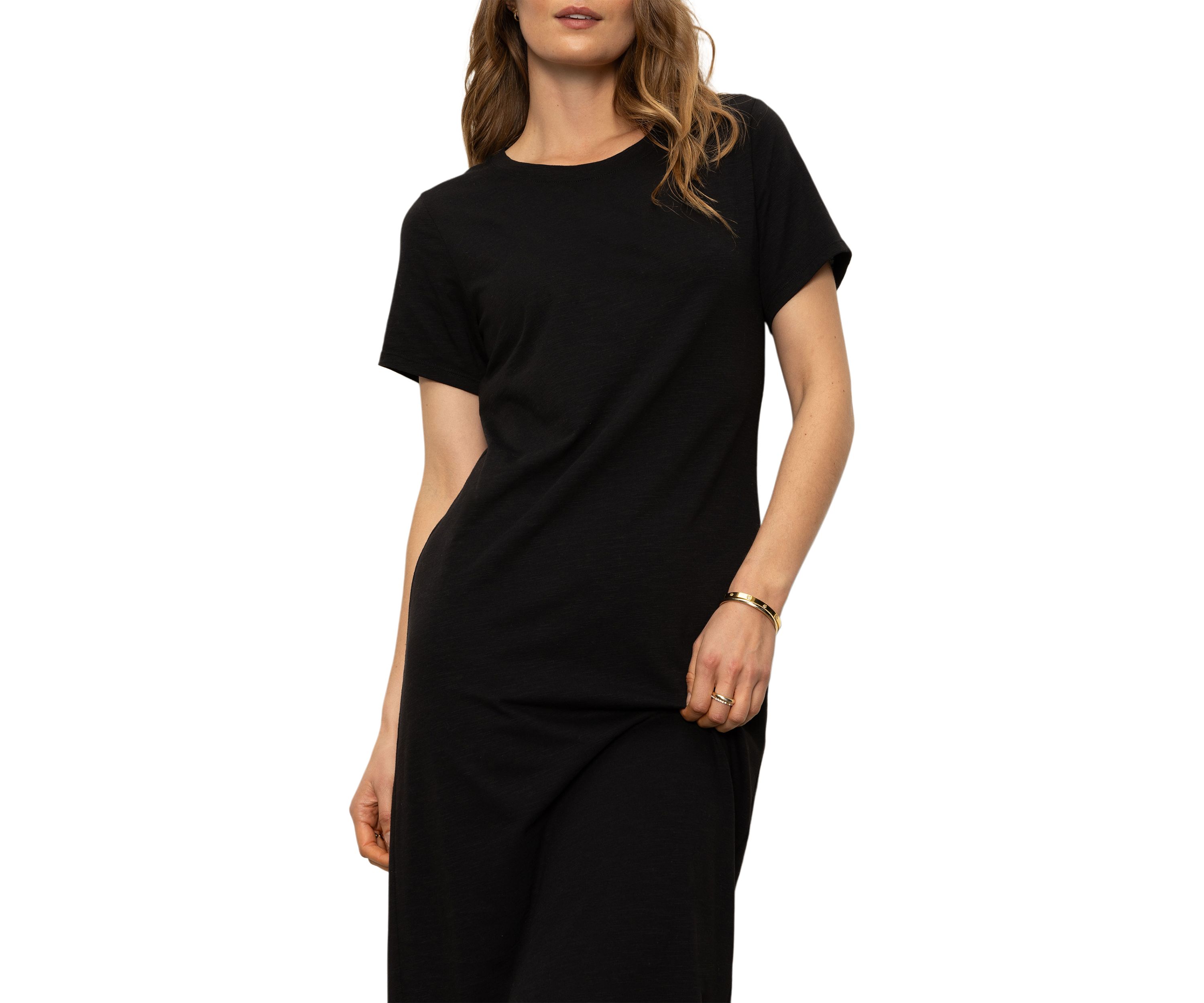 Womens Short Sleeve Maxi Dress with Back Slit