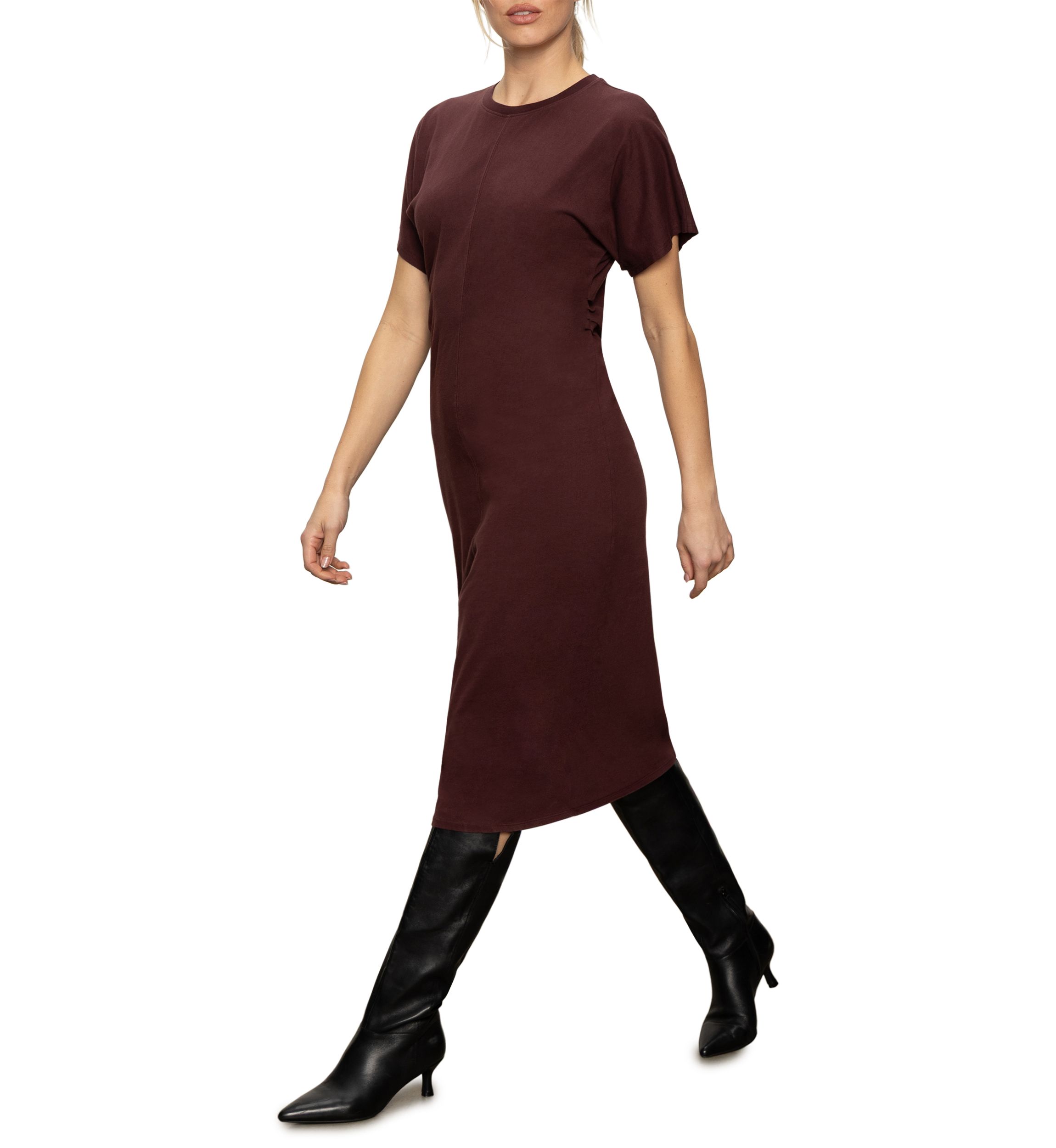 Womens Cinched Waist T-Shirt Dress 
