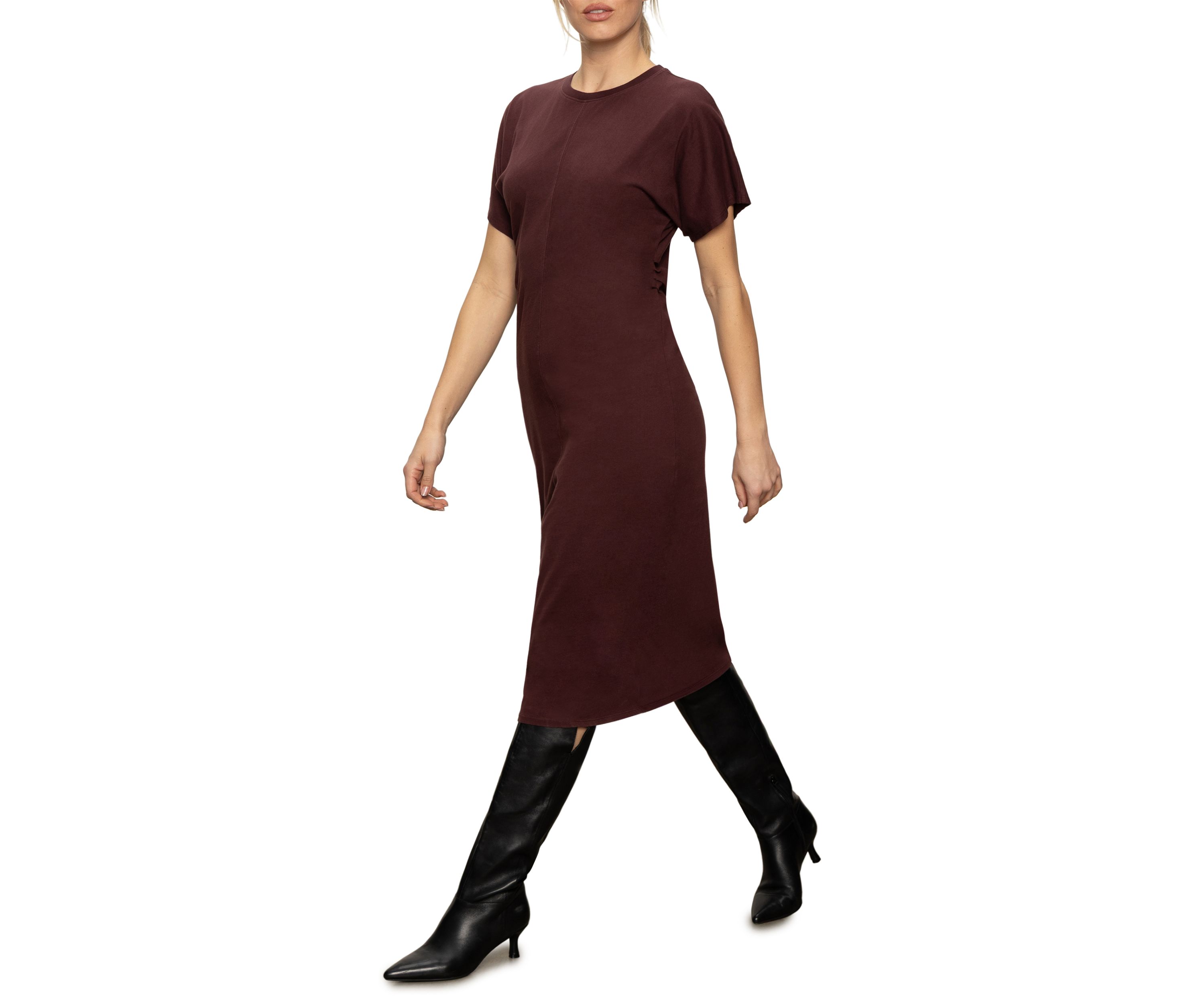 Womens Cinched Waist T-Shirt Dress 