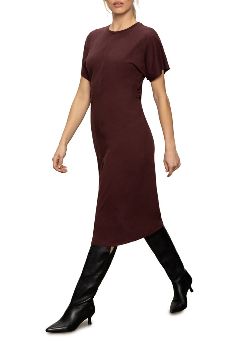 Womens Cinched Waist T-Shirt Dress 