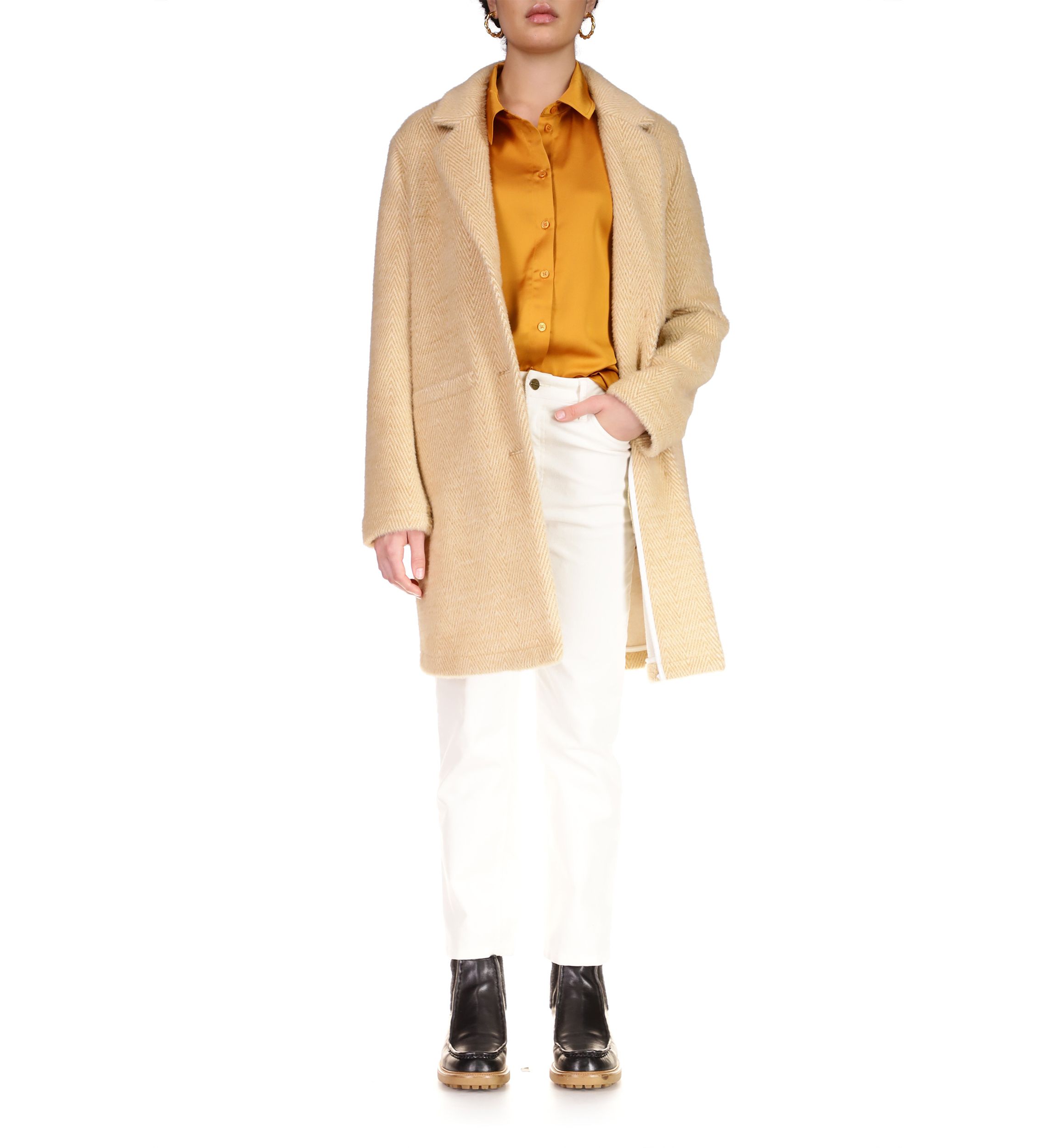 knee length dresses for ladies Wrap Jacket Pea Coat White / L main image 0